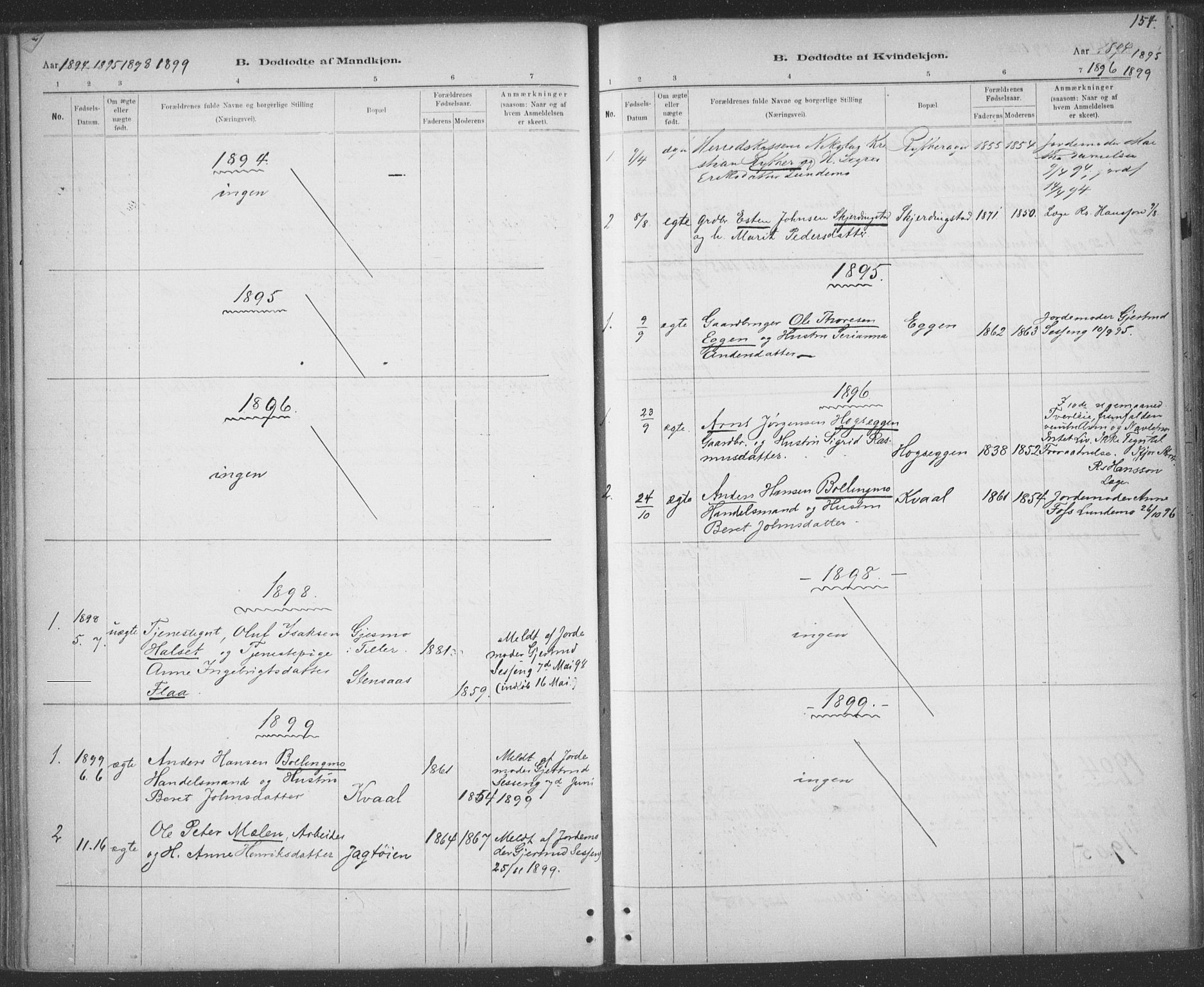 Ministerialprotokoller, klokkerbøker og fødselsregistre - Sør-Trøndelag, SAT/A-1456/691/L1085: Parish register (official) no. 691A17, 1887-1908, p. 154