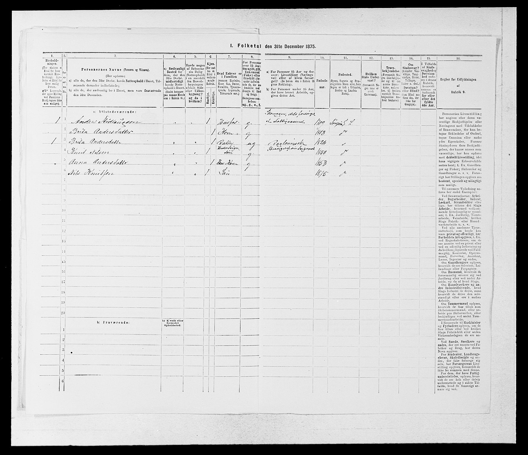 SAB, 1875 census for 1422P Lærdal, 1875, p. 644