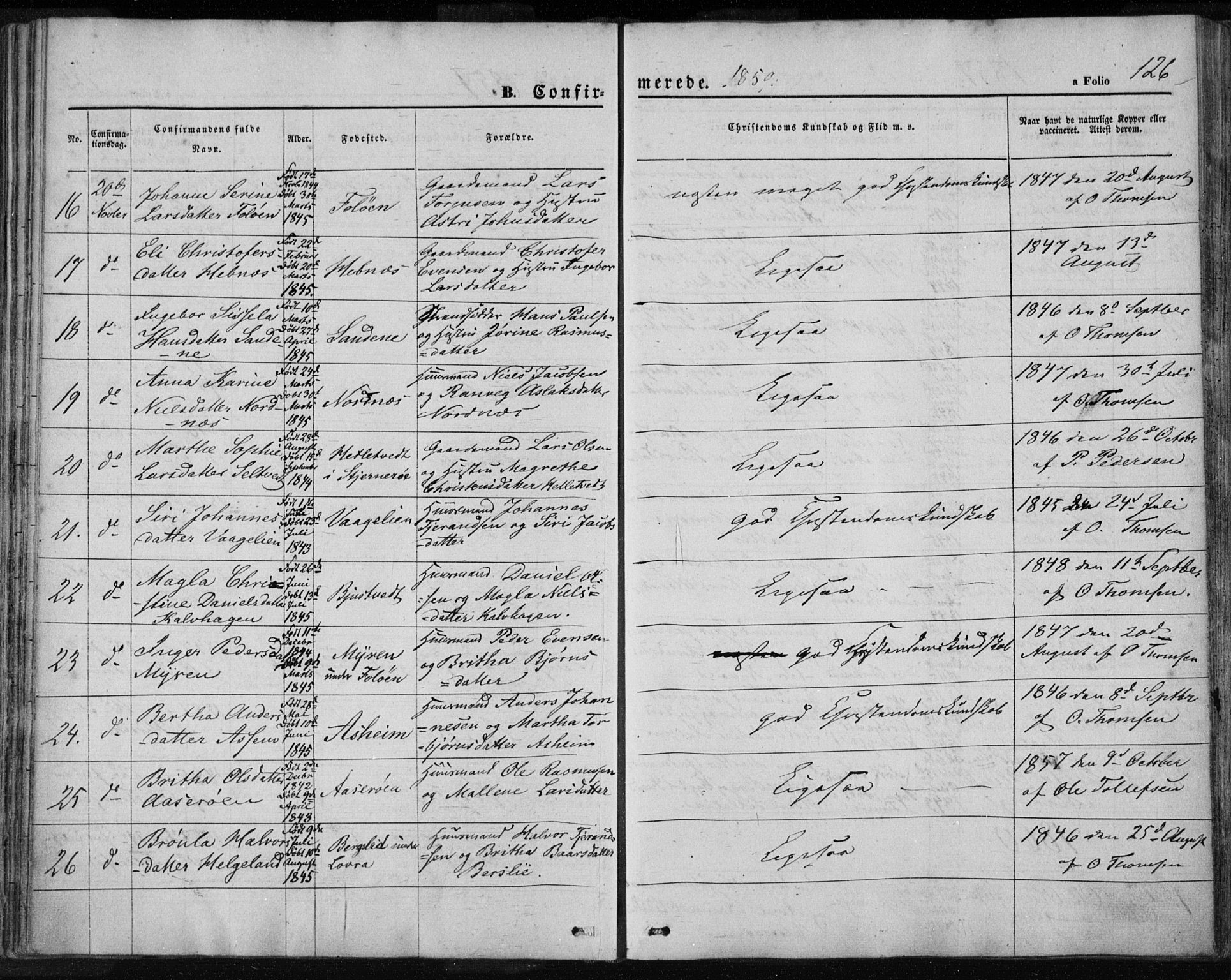 Jelsa sokneprestkontor, AV/SAST-A-101842/01/IV: Parish register (official) no. A 7, 1854-1866, p. 126