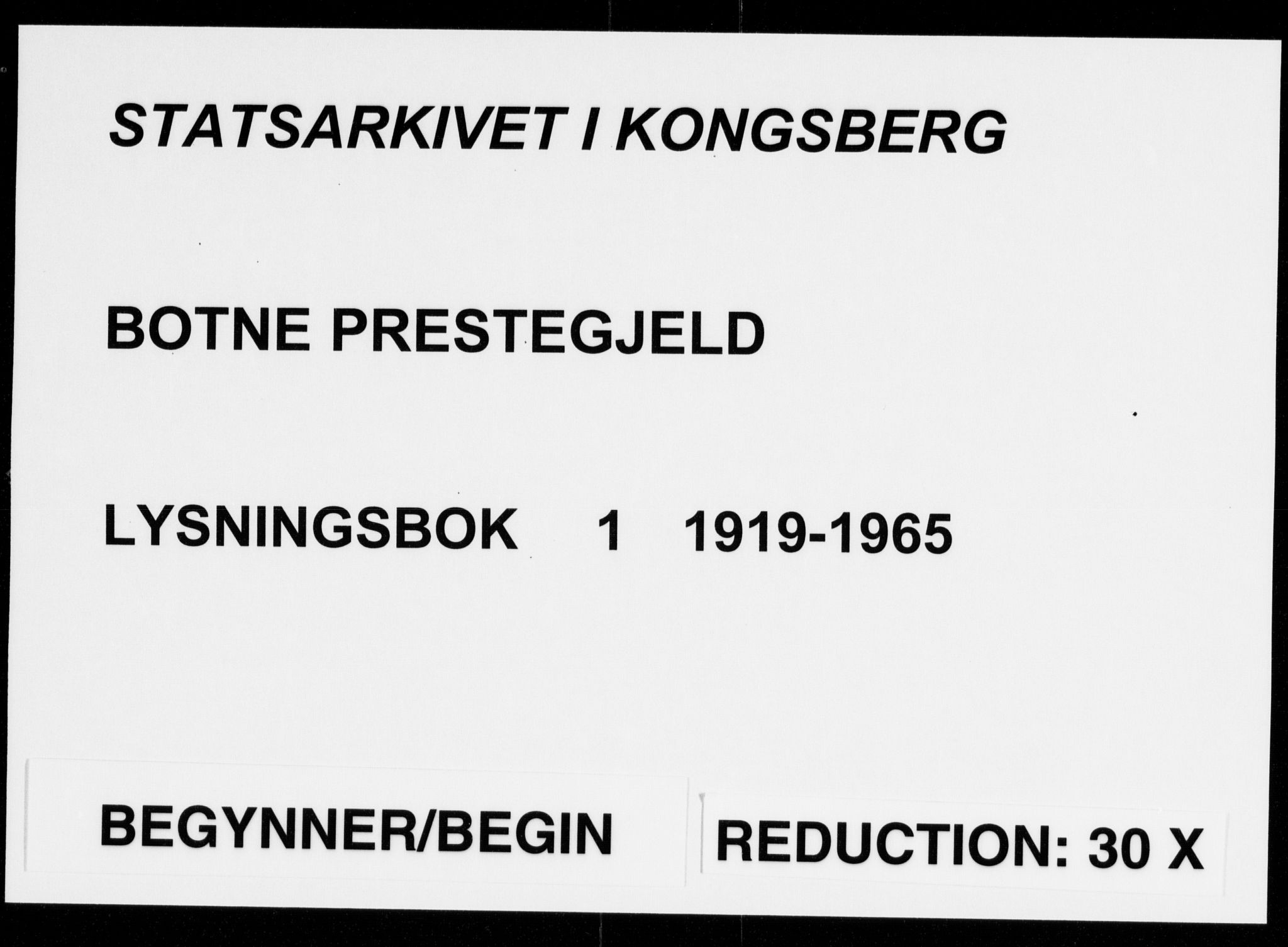 Botne kirkebøker, AV/SAKO-A-340/H/Ha/L0001: Banns register no. 1, 1919-1965