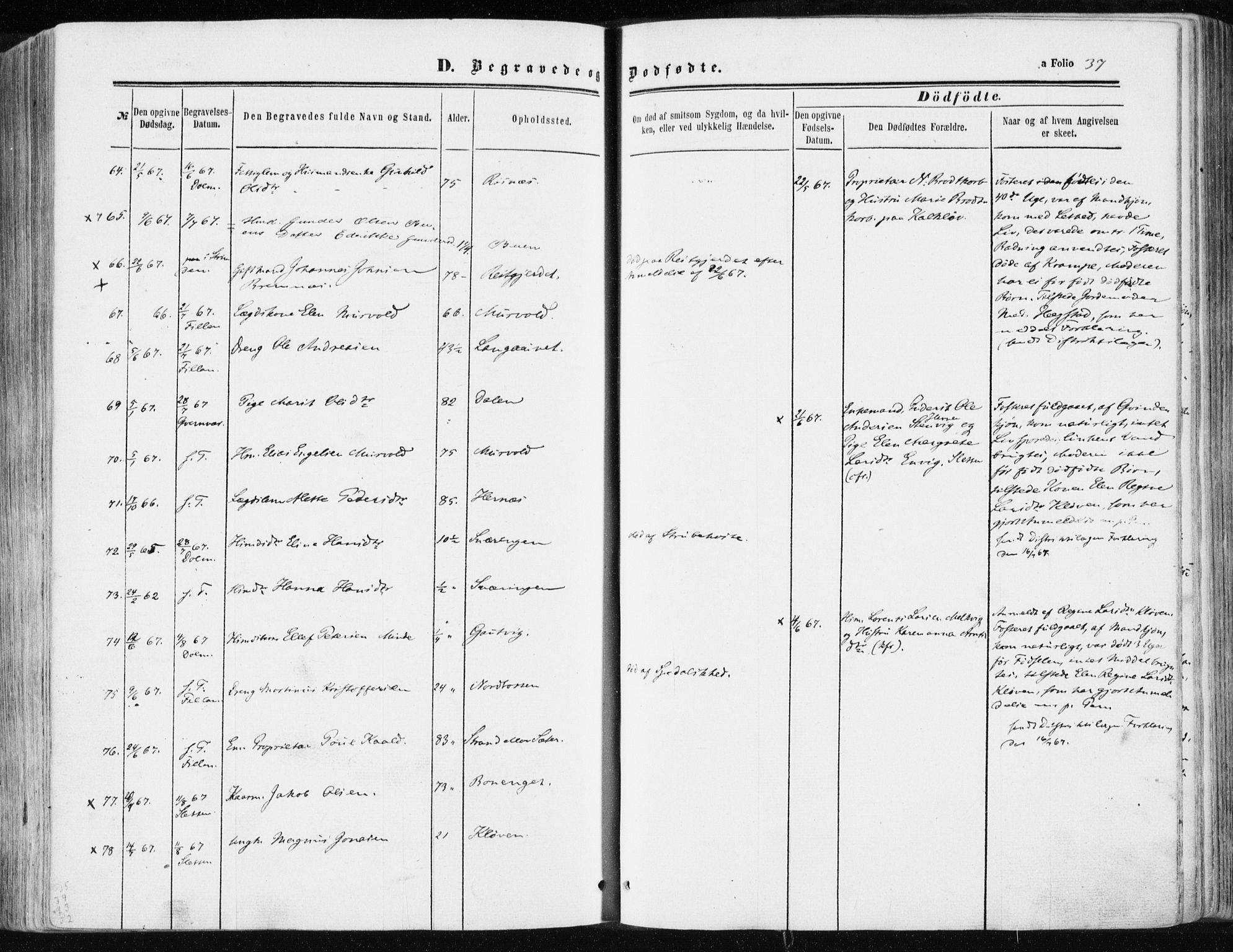 Ministerialprotokoller, klokkerbøker og fødselsregistre - Sør-Trøndelag, AV/SAT-A-1456/634/L0531: Parish register (official) no. 634A07, 1861-1870, p. 37