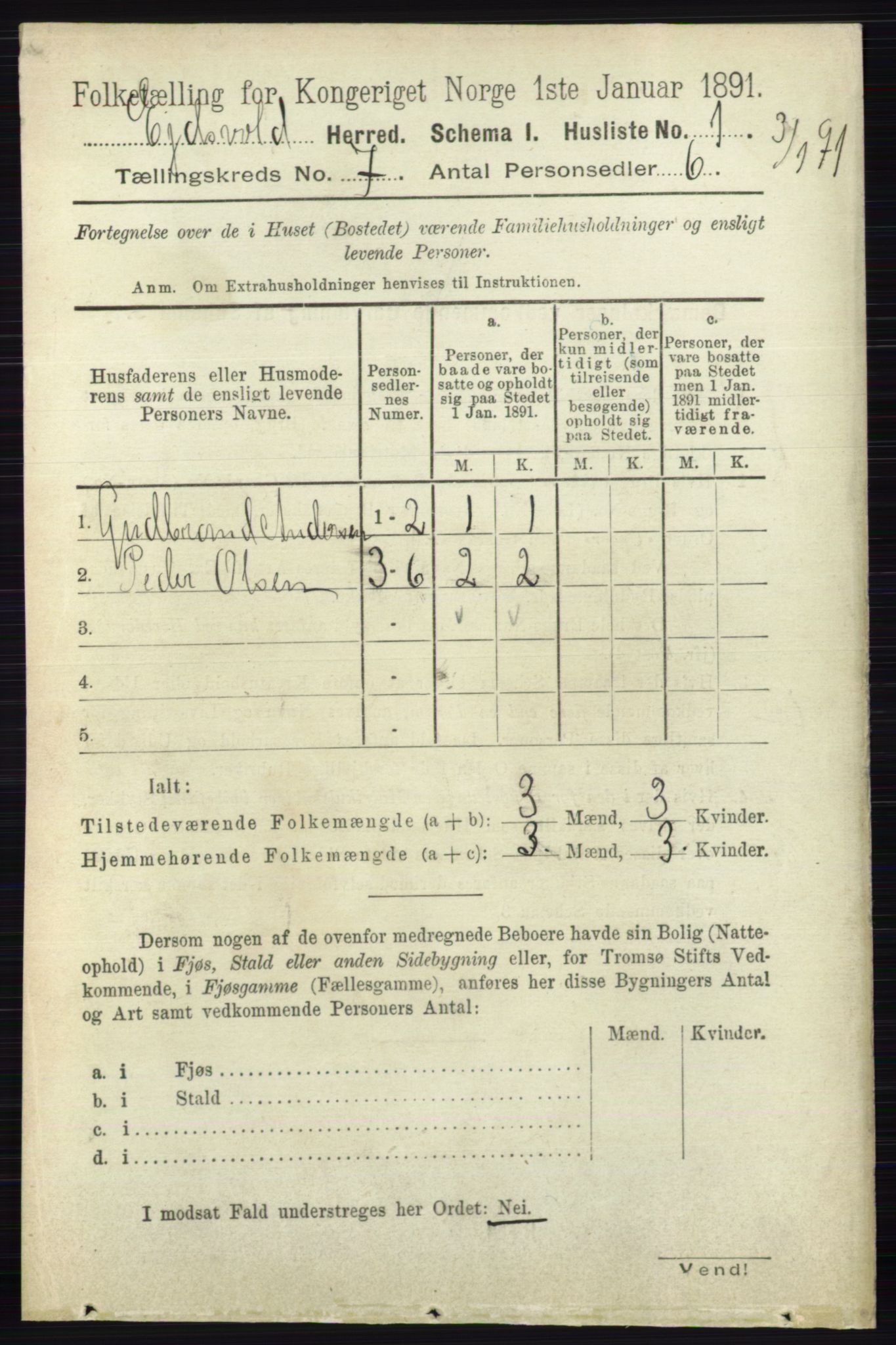 RA, 1891 census for 0237 Eidsvoll, 1891, p. 4507