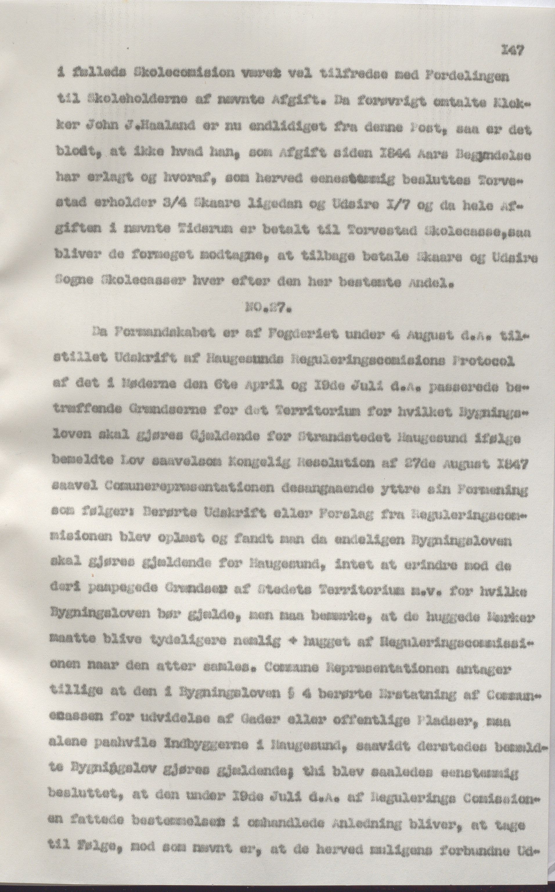 Torvastad kommune - Formannskapet, IKAR/K-101331/A/L0002: Avskrift av forhandlingsprotokoll, 1837-1855, p. 147