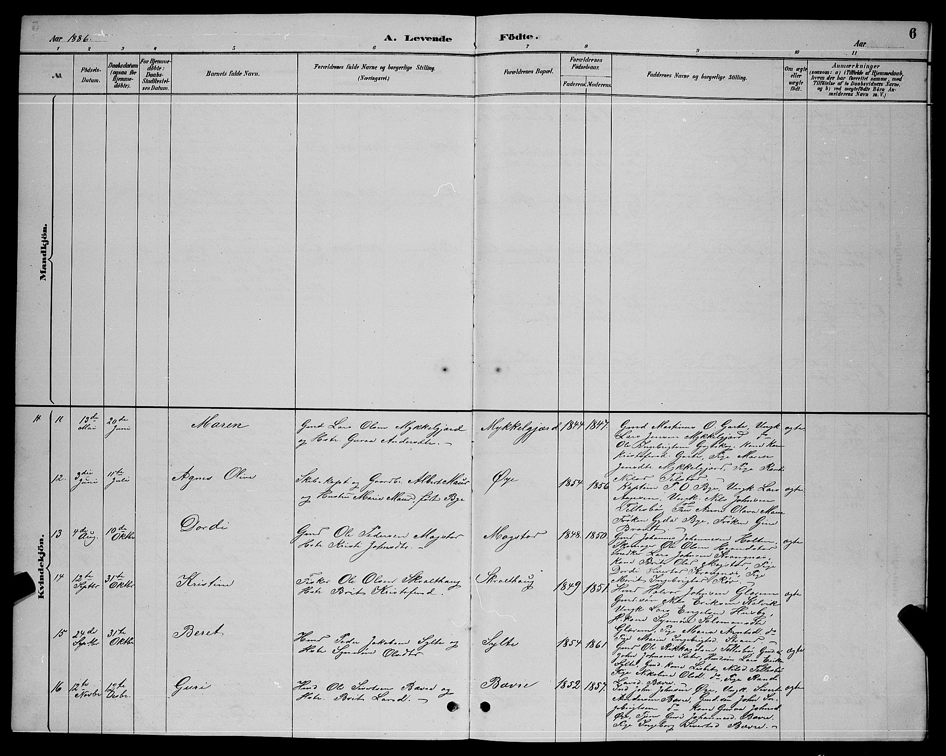 Ministerialprotokoller, klokkerbøker og fødselsregistre - Møre og Romsdal, AV/SAT-A-1454/595/L1052: Parish register (copy) no. 595C04, 1885-1900, p. 6