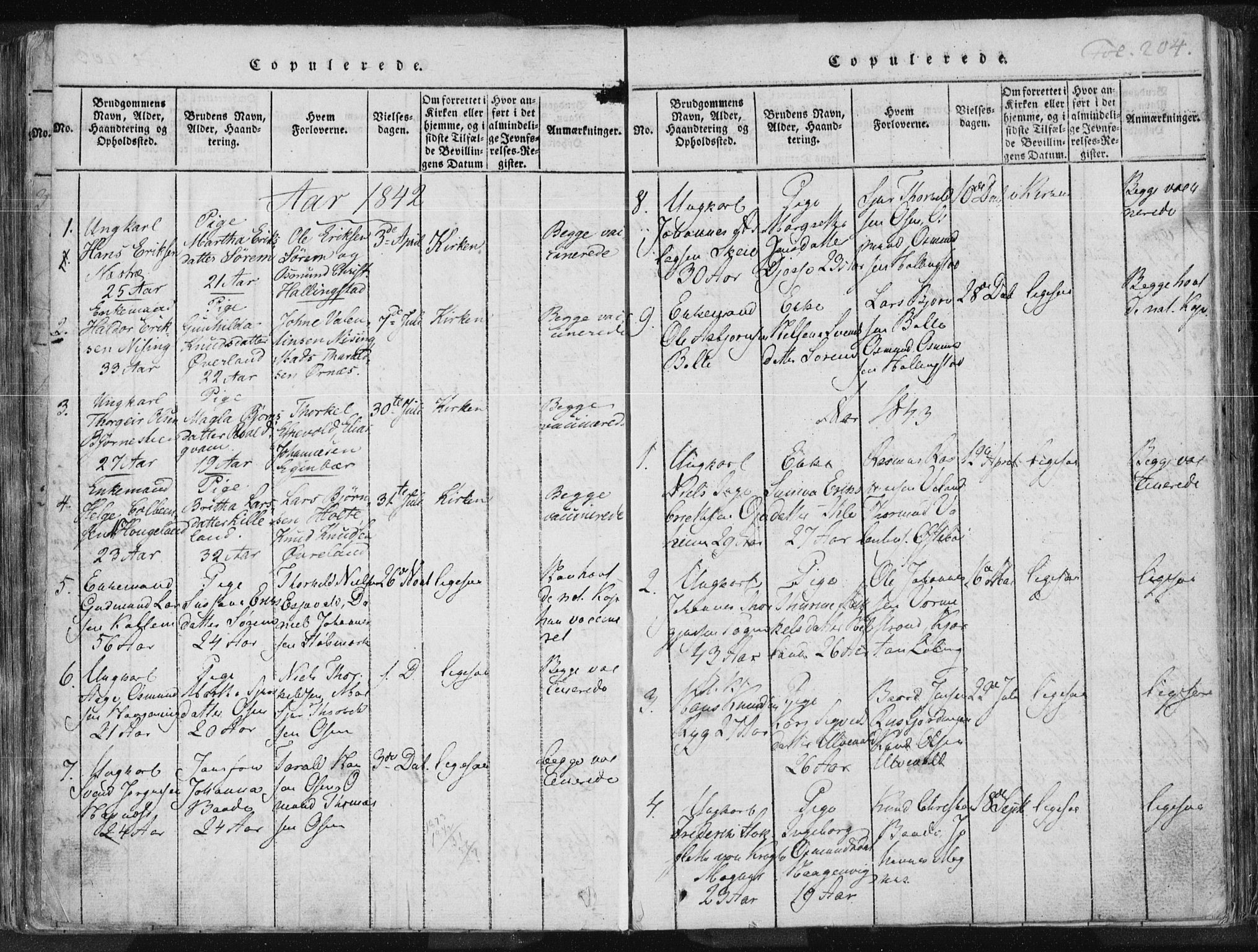 Vikedal sokneprestkontor, SAST/A-101840/01/IV: Parish register (official) no. A 3, 1817-1850, p. 204