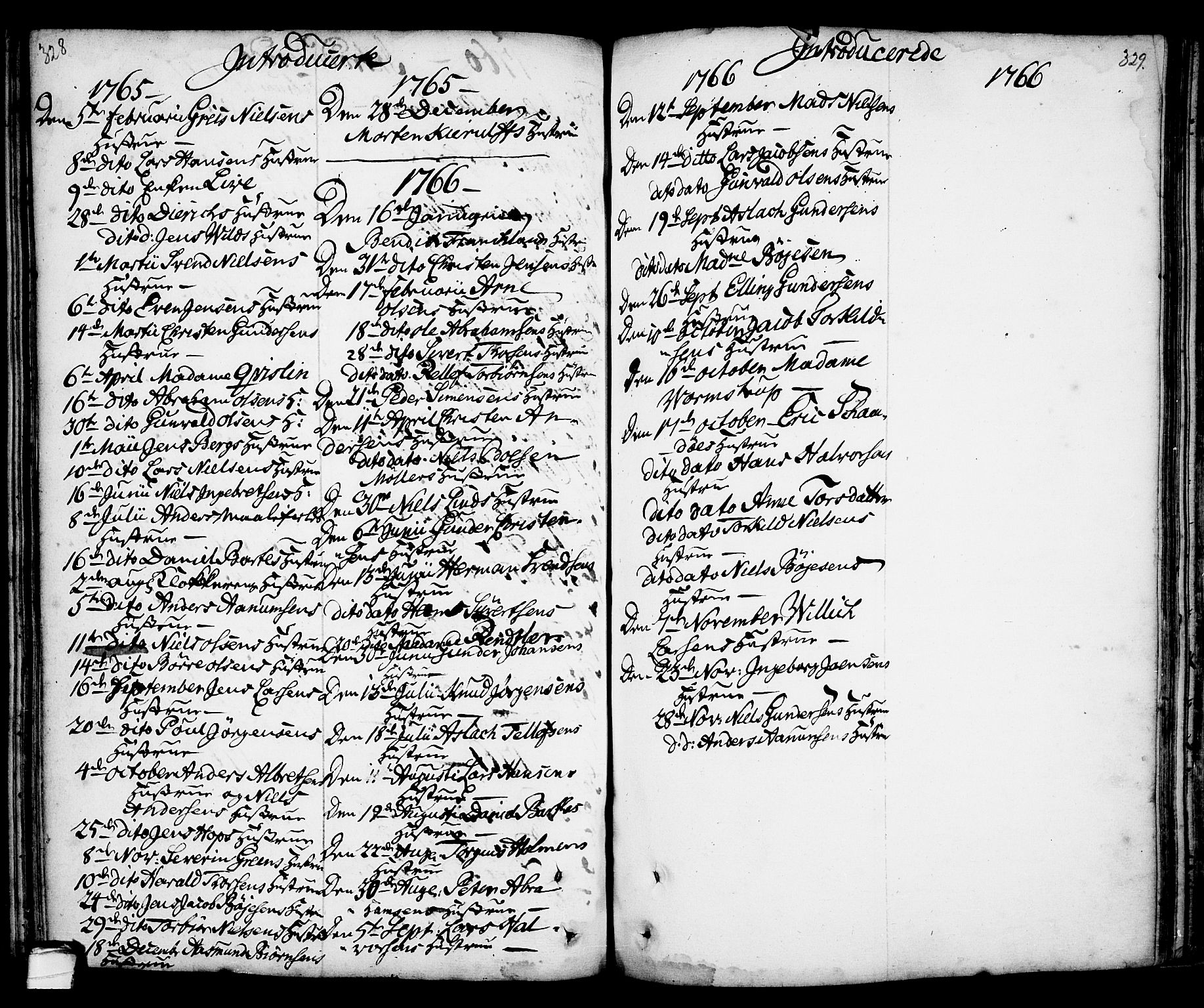 Kragerø kirkebøker, AV/SAKO-A-278/F/Fa/L0001: Parish register (official) no. 1, 1702-1766, p. 328-329