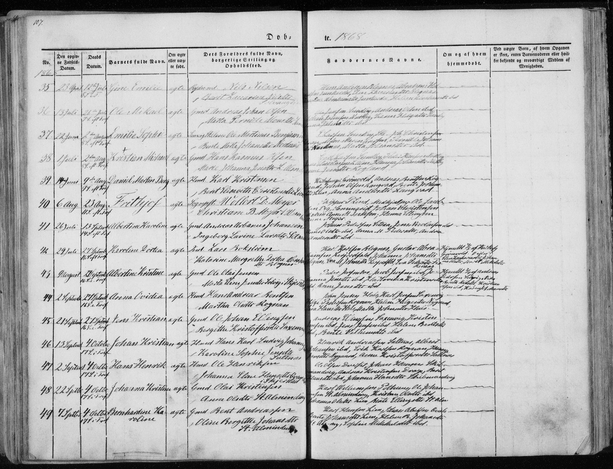 Ministerialprotokoller, klokkerbøker og fødselsregistre - Nordland, AV/SAT-A-1459/847/L0666: Parish register (official) no. 847A06, 1842-1871, p. 107