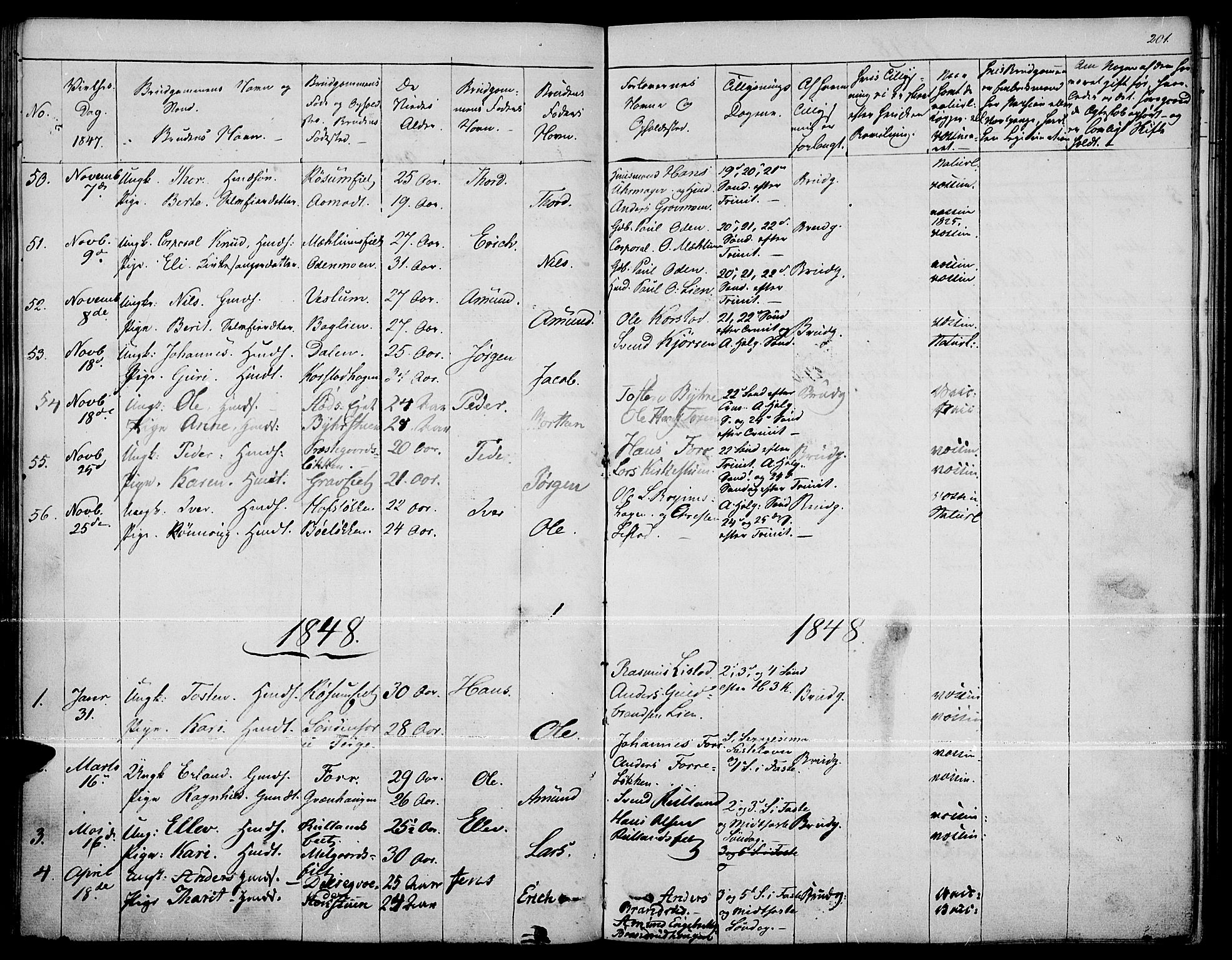 Fron prestekontor, SAH/PREST-078/H/Ha/Haa/L0004: Parish register (official) no. 4, 1839-1848, p. 201