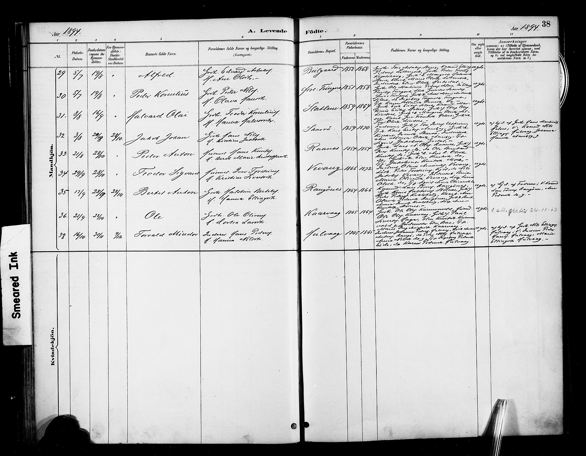 Ministerialprotokoller, klokkerbøker og fødselsregistre - Møre og Romsdal, AV/SAT-A-1454/570/L0832: Parish register (official) no. 570A06, 1885-1900, p. 38