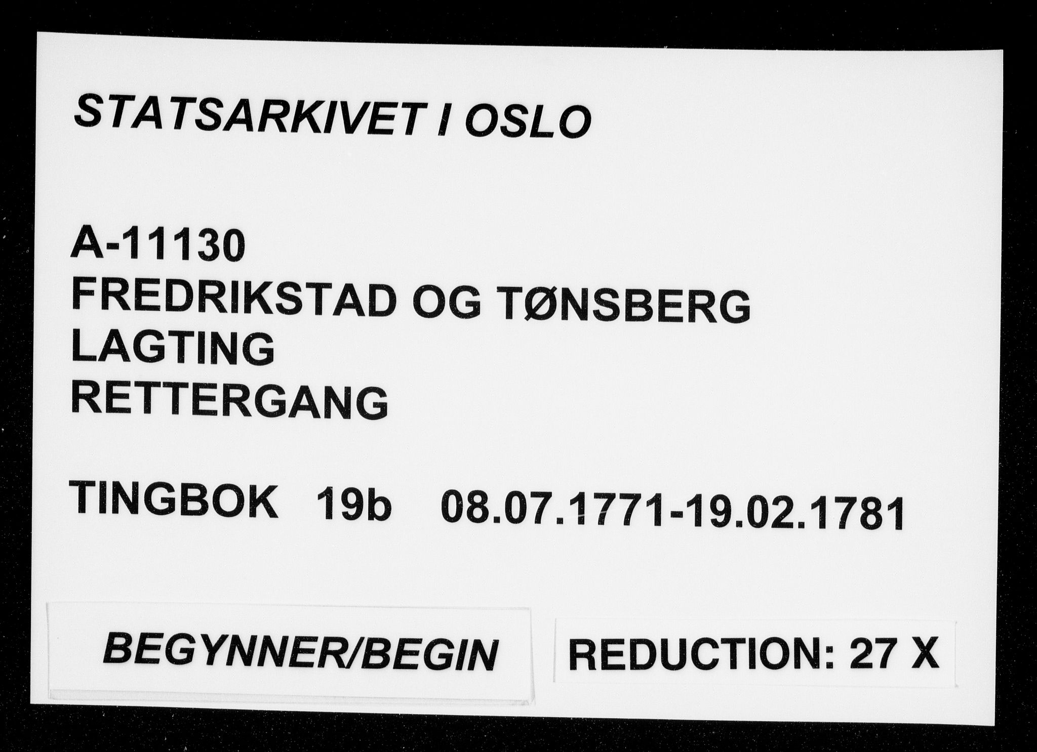 Fredrikstad og Tønsberg lagting, AV/SAO-A-11130/F/Fa/L0019b: Tingbok, 1771-1781