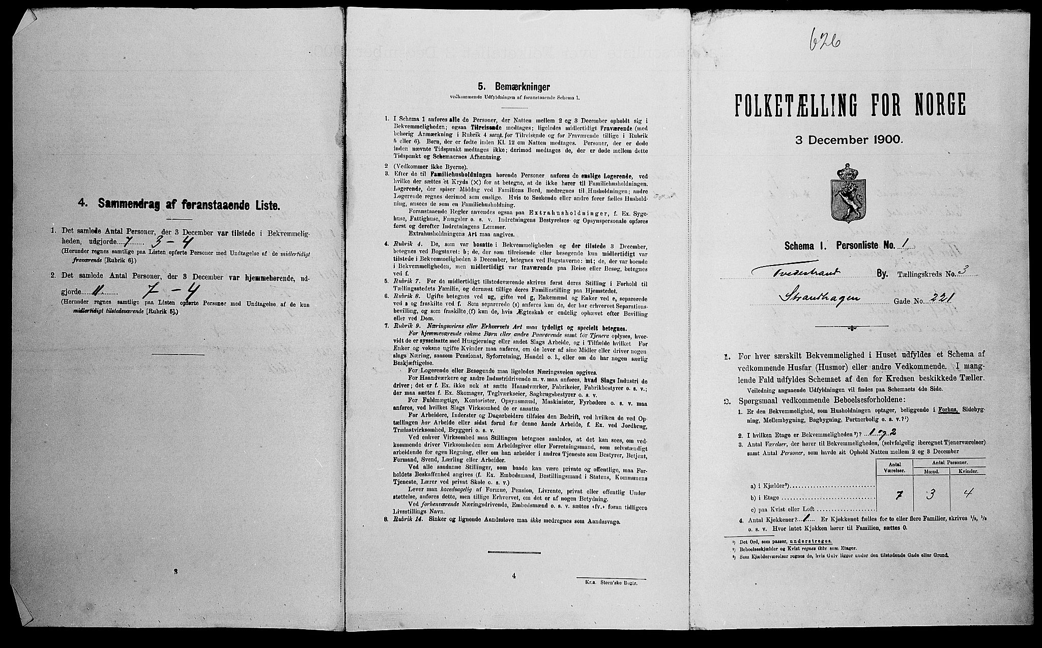 SAK, 1900 census for Tvedestrand, 1900, p. 955