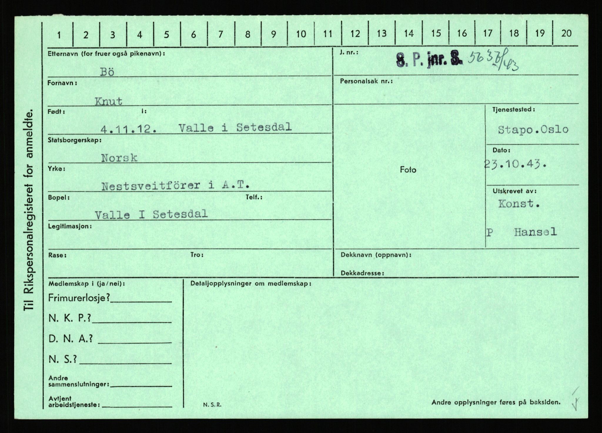 Statspolitiet - Hovedkontoret / Osloavdelingen, AV/RA-S-1329/C/Ca/L0003: Brechan - Eichinger	, 1943-1945, p. 1392