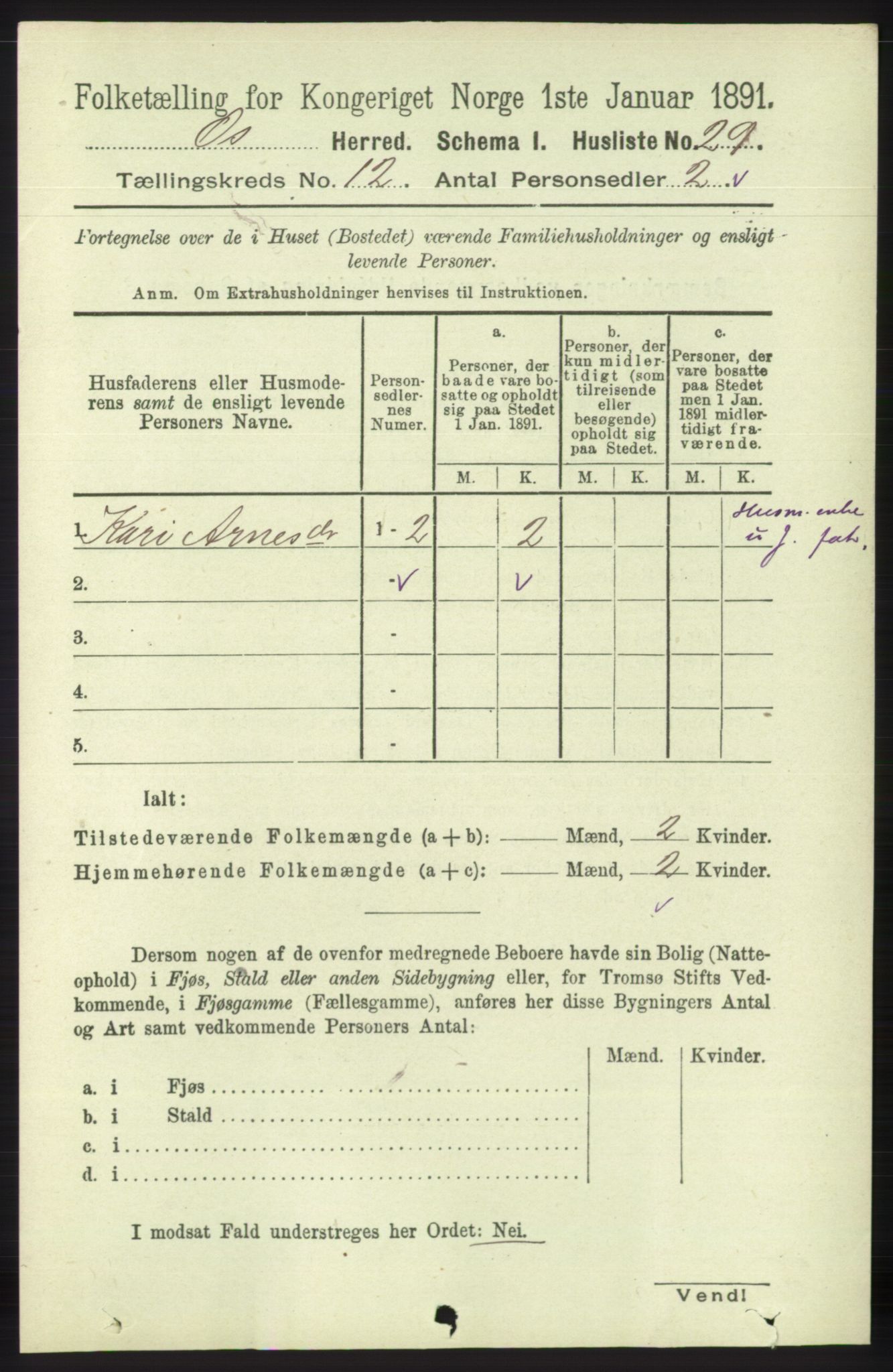 RA, 1891 census for 1243 Os, 1891, p. 2726