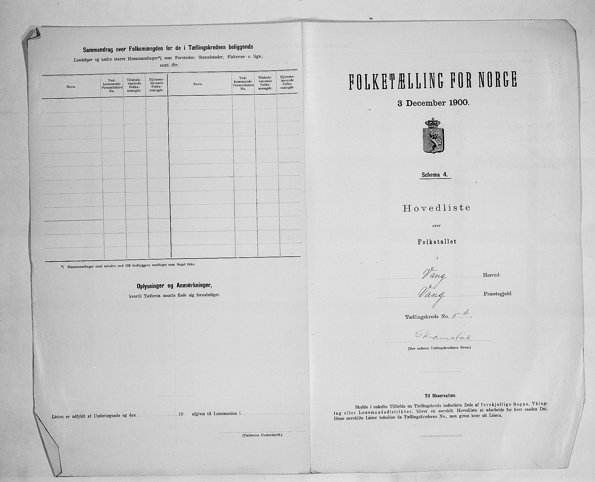 SAH, 1900 census for Vang, 1900, p. 25