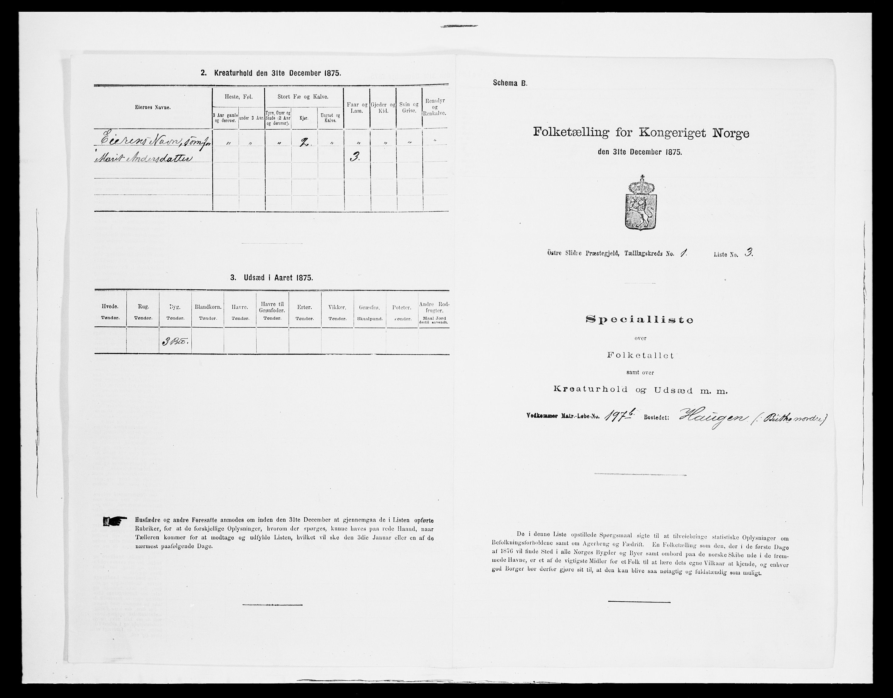 SAH, 1875 census for 0544P Øystre Slidre, 1875, p. 62