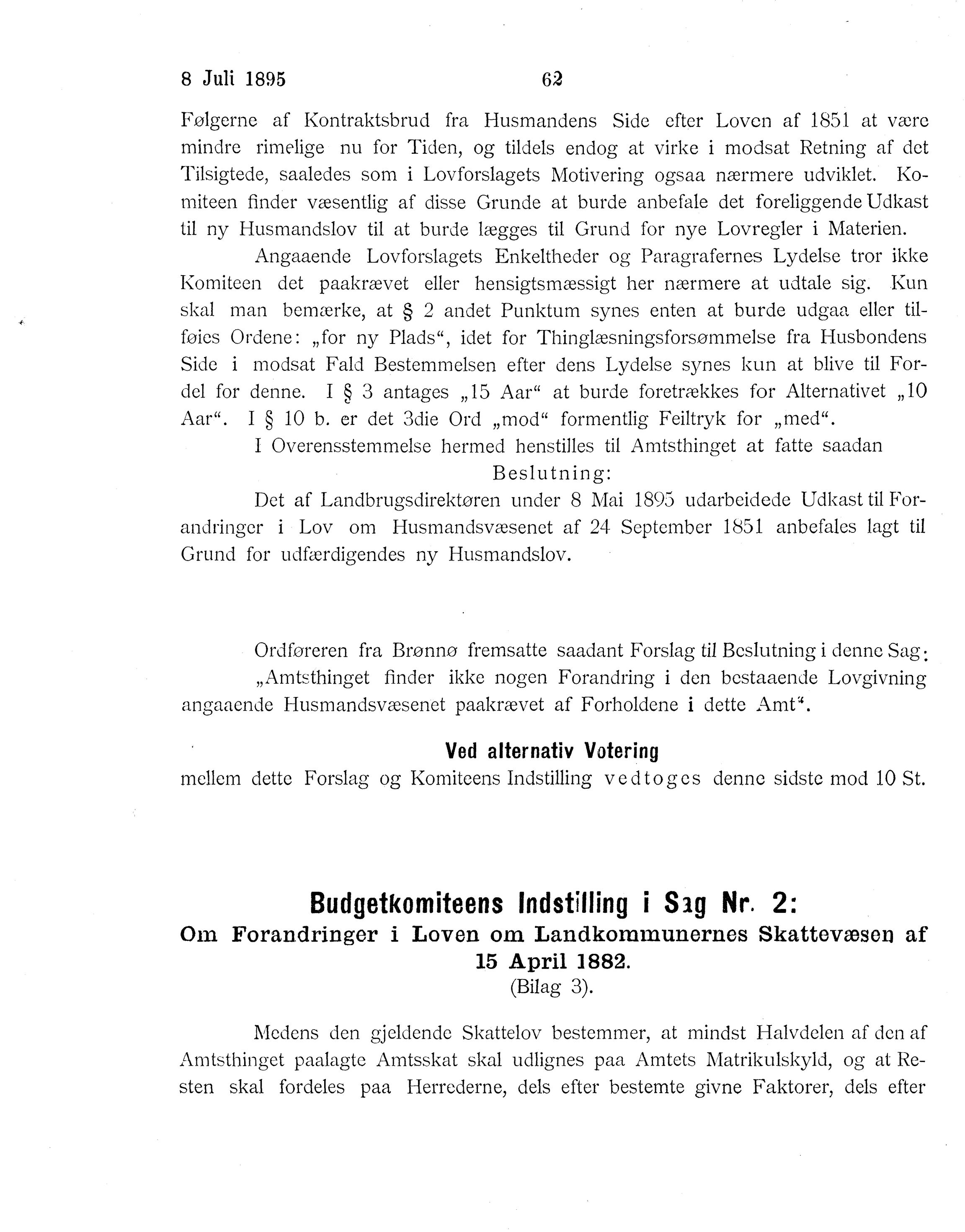 Nordland Fylkeskommune. Fylkestinget, AIN/NFK-17/176/A/Ac/L0018: Fylkestingsforhandlinger 1895, 1895