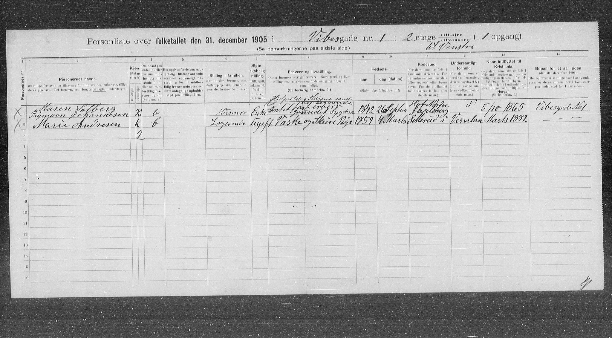 OBA, Municipal Census 1905 for Kristiania, 1905, p. 64461