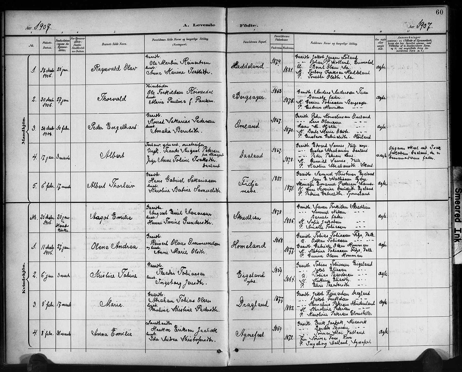 Lyngdal sokneprestkontor, AV/SAK-1111-0029/F/Fb/Fbc/L0005: Parish register (copy) no. B 5, 1897-1913, p. 60
