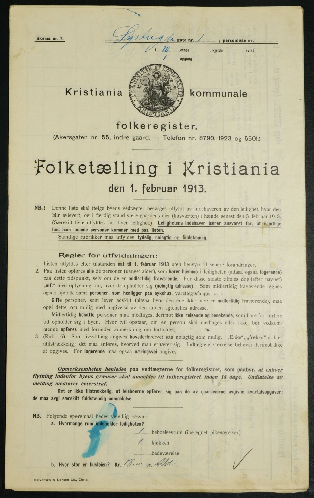 OBA, Municipal Census 1913 for Kristiania, 1913, p. 130175