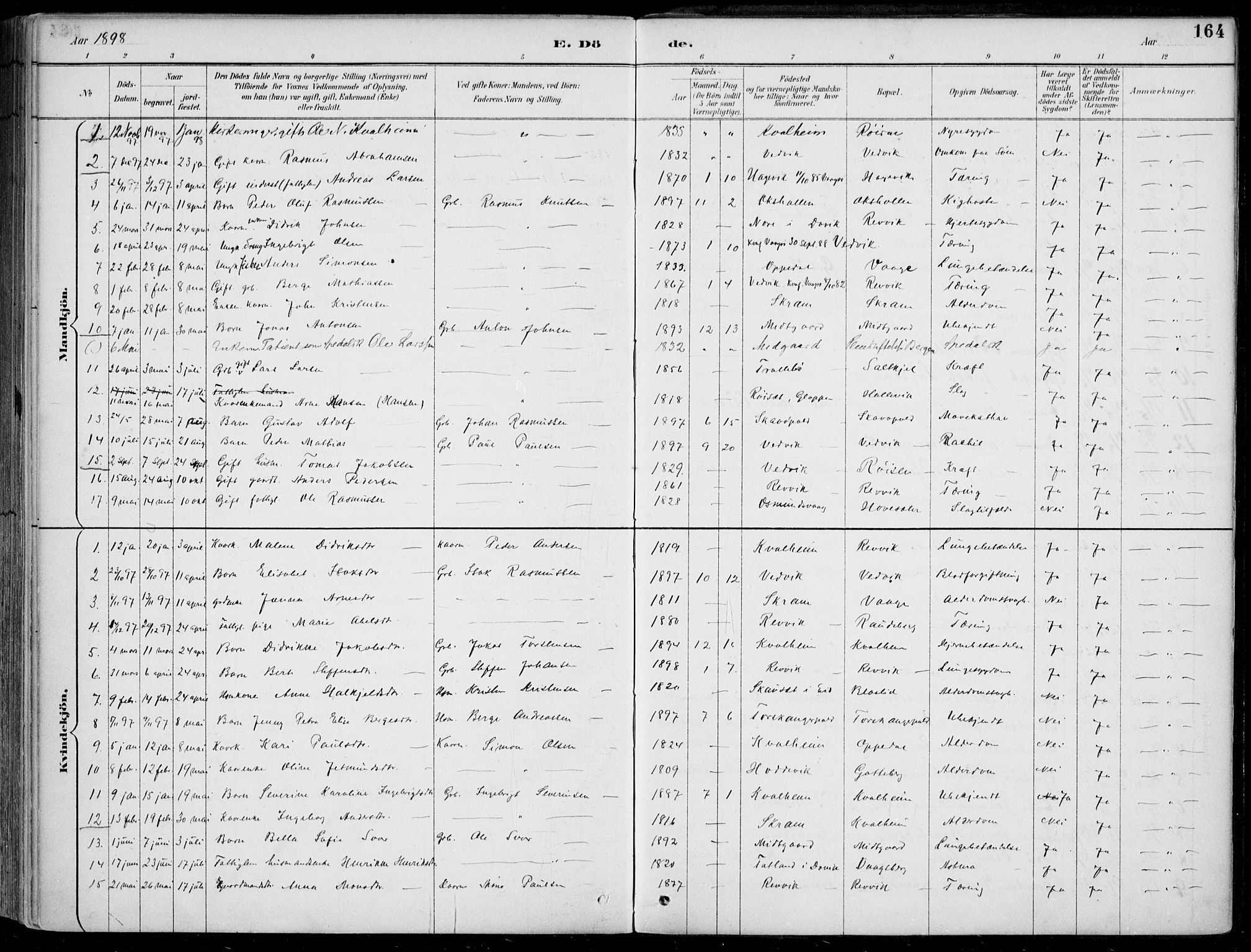 Selje sokneprestembete, AV/SAB-A-99938/H/Ha/Haa/Haac/L0002: Parish register (official) no. C  2, 1889-1904, p. 164