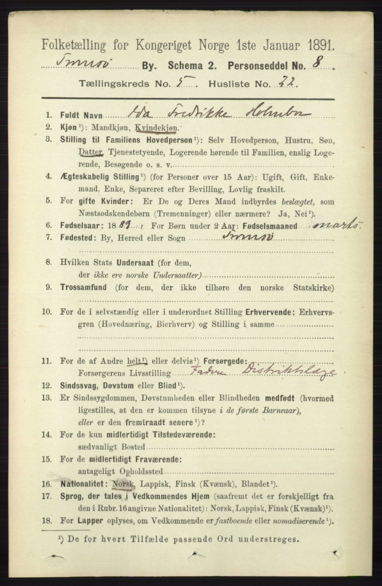 RA, 1891 census for 1902 Tromsø, 1891, p. 5132