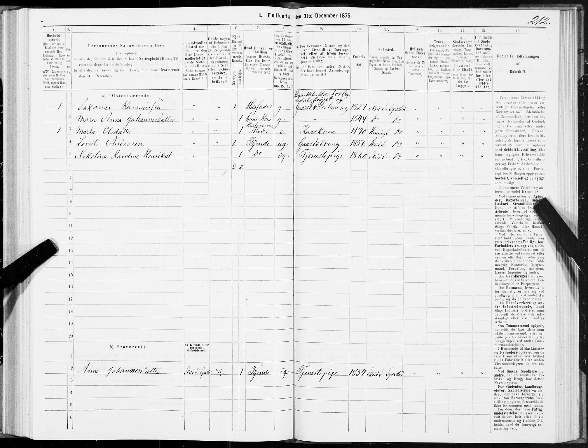 SAT, 1875 census for 1731P Sparbu, 1875, p. 5212