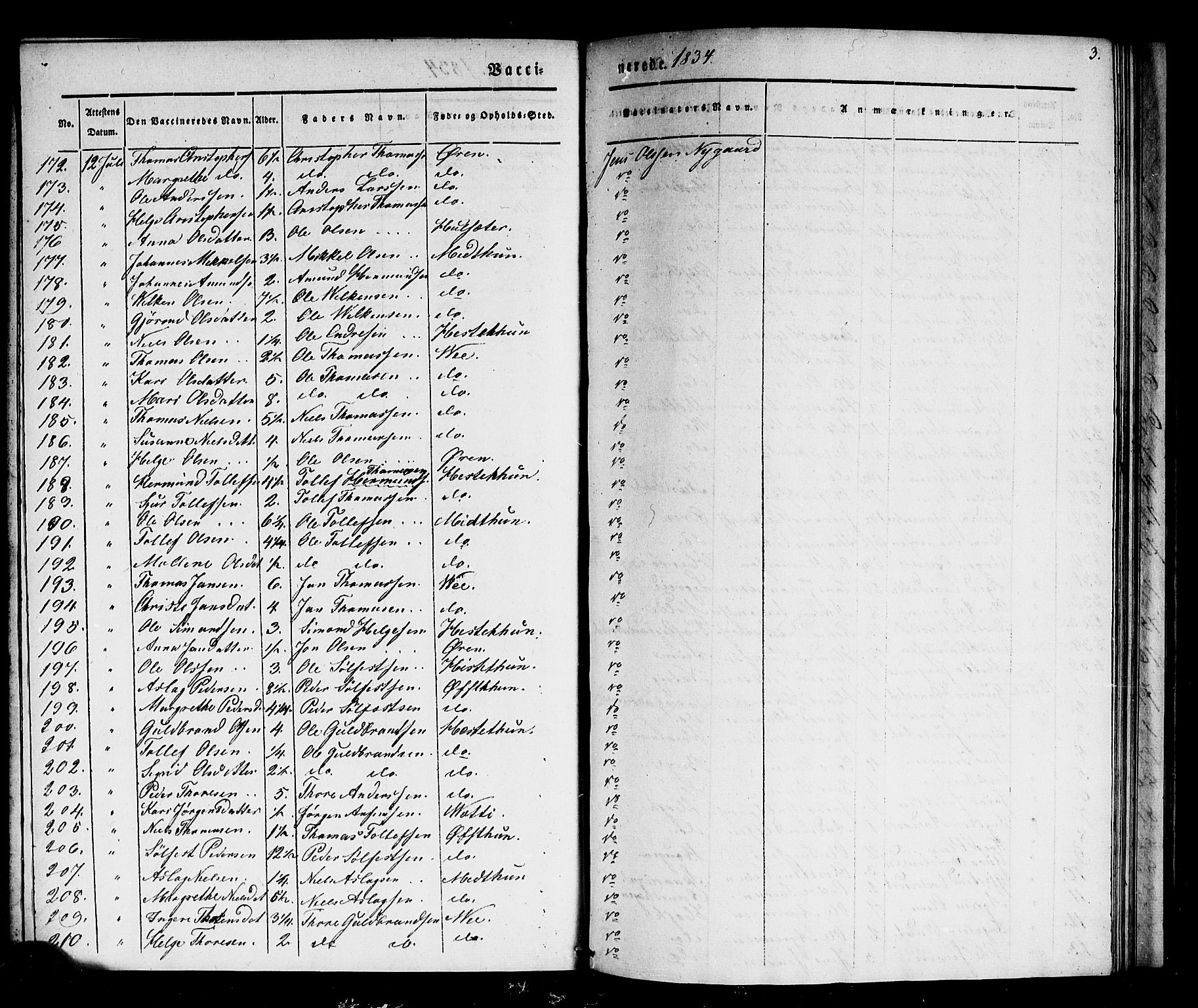 Lærdal sokneprestembete, SAB/A-81201: Parish register (official) no. A 18, 1834-1845, p. 3