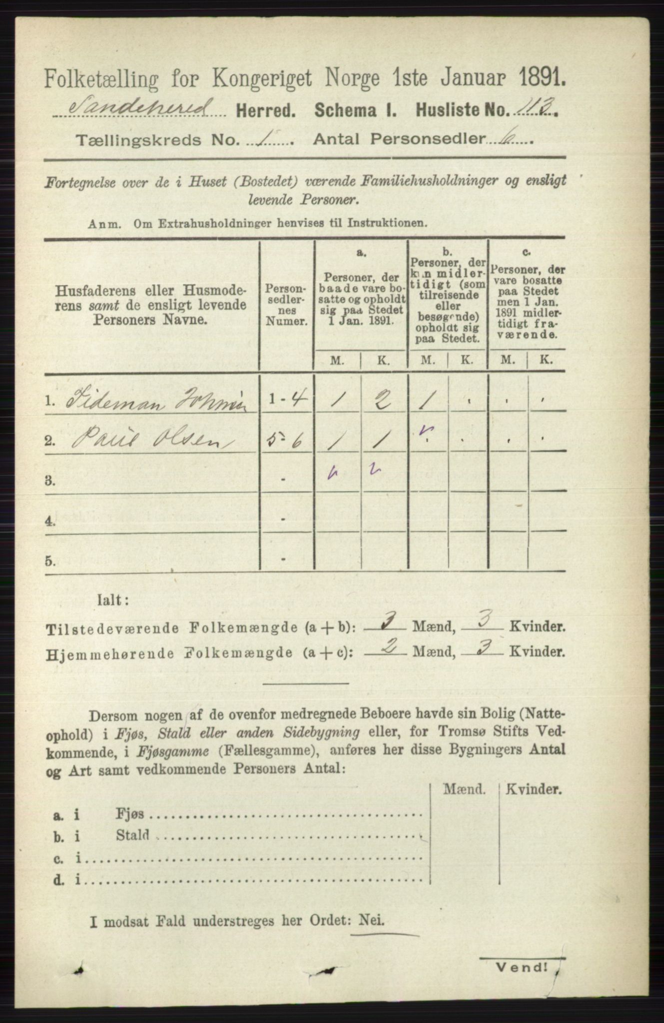 RA, 1891 census for 0724 Sandeherred, 1891, p. 162