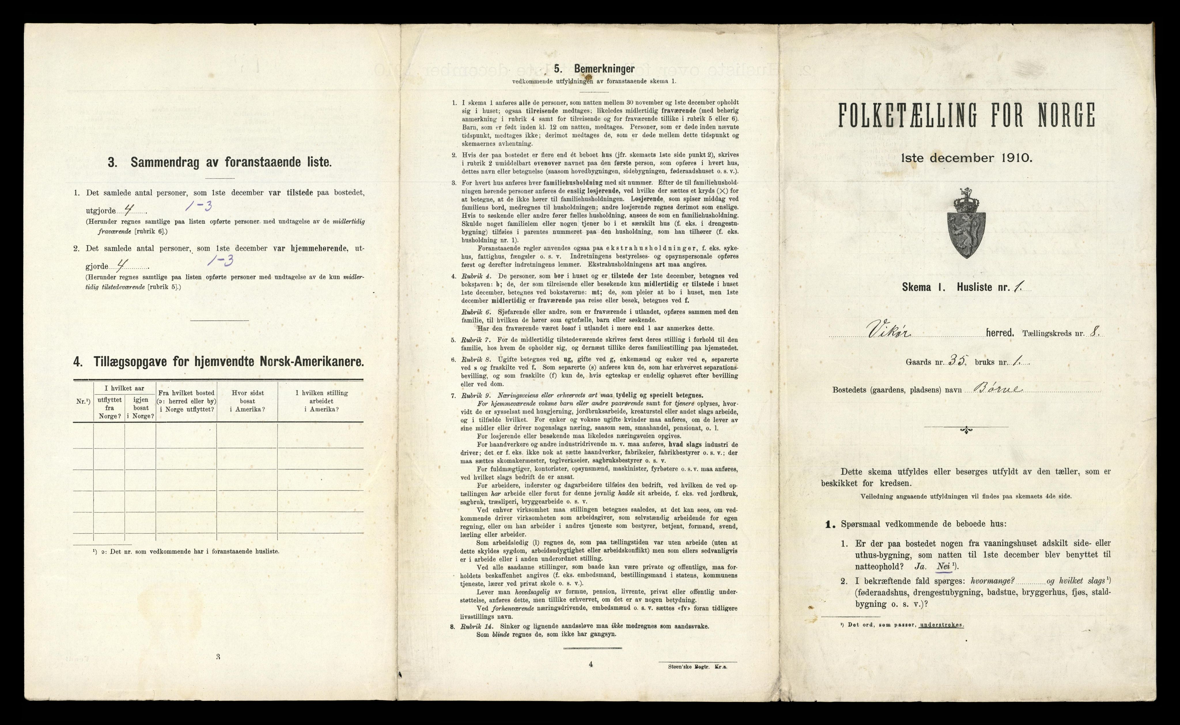 RA, 1910 census for Kvam, 1910, p. 629