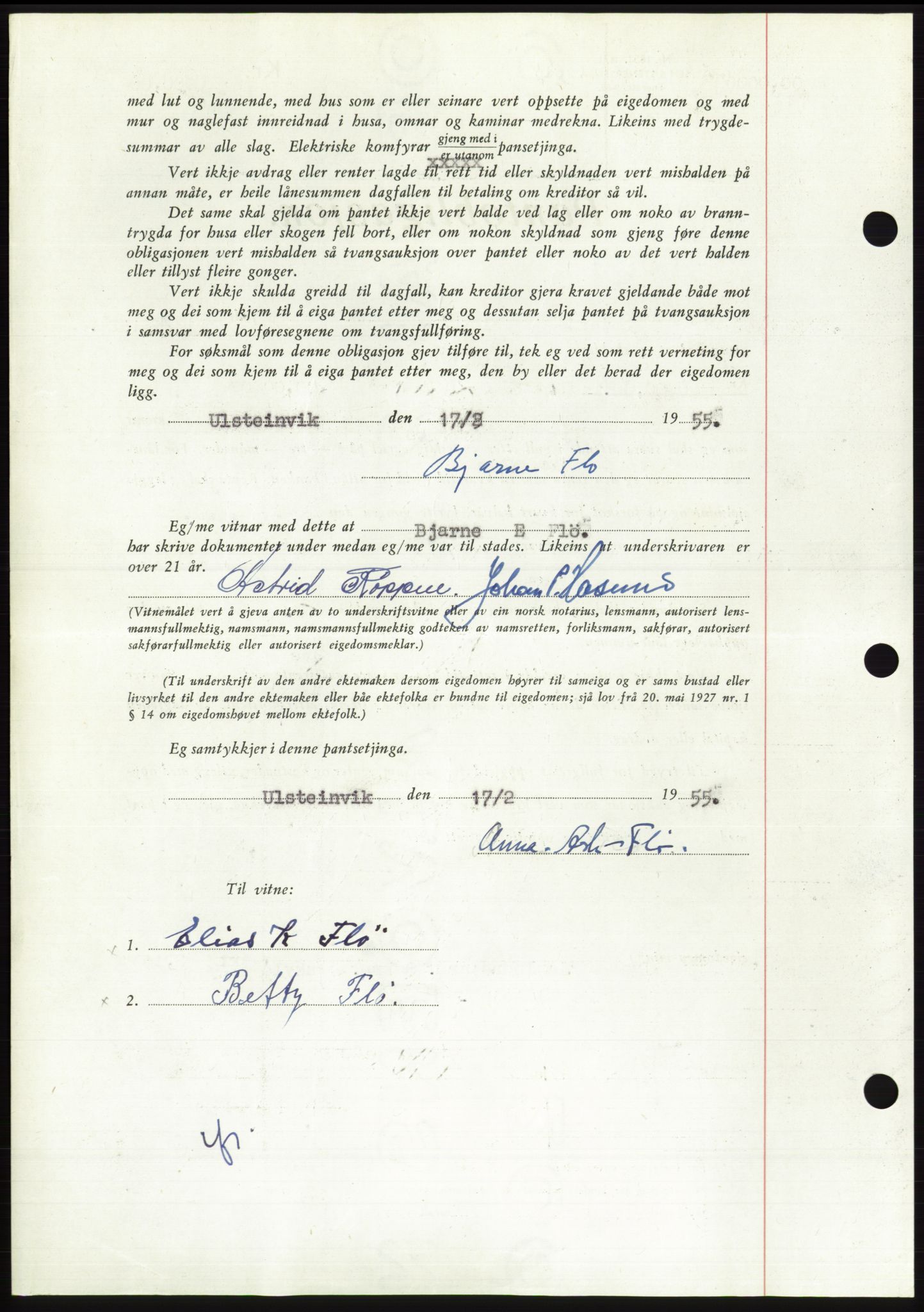Søre Sunnmøre sorenskriveri, AV/SAT-A-4122/1/2/2C/L0126: Mortgage book no. 14B, 1954-1955, Diary no: : 418/1955