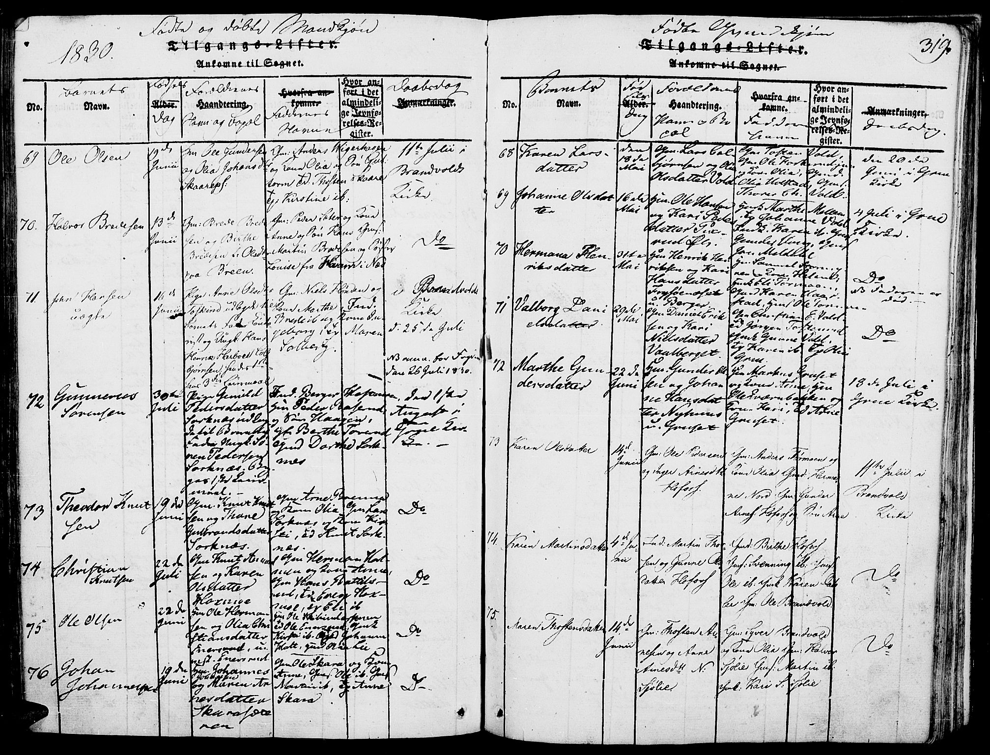 Grue prestekontor, AV/SAH-PREST-036/H/Ha/Haa/L0006: Parish register (official) no. 6, 1814-1830, p. 319