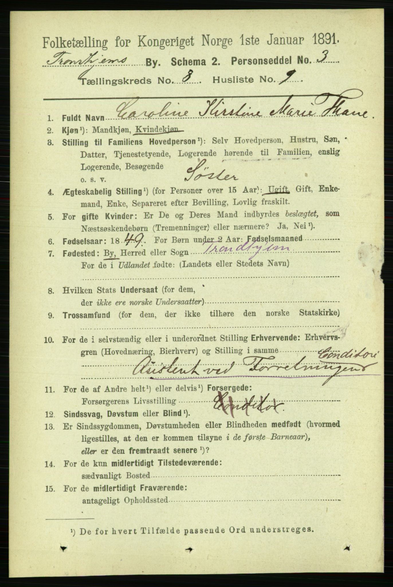 RA, 1891 census for 1601 Trondheim, 1891, p. 6859