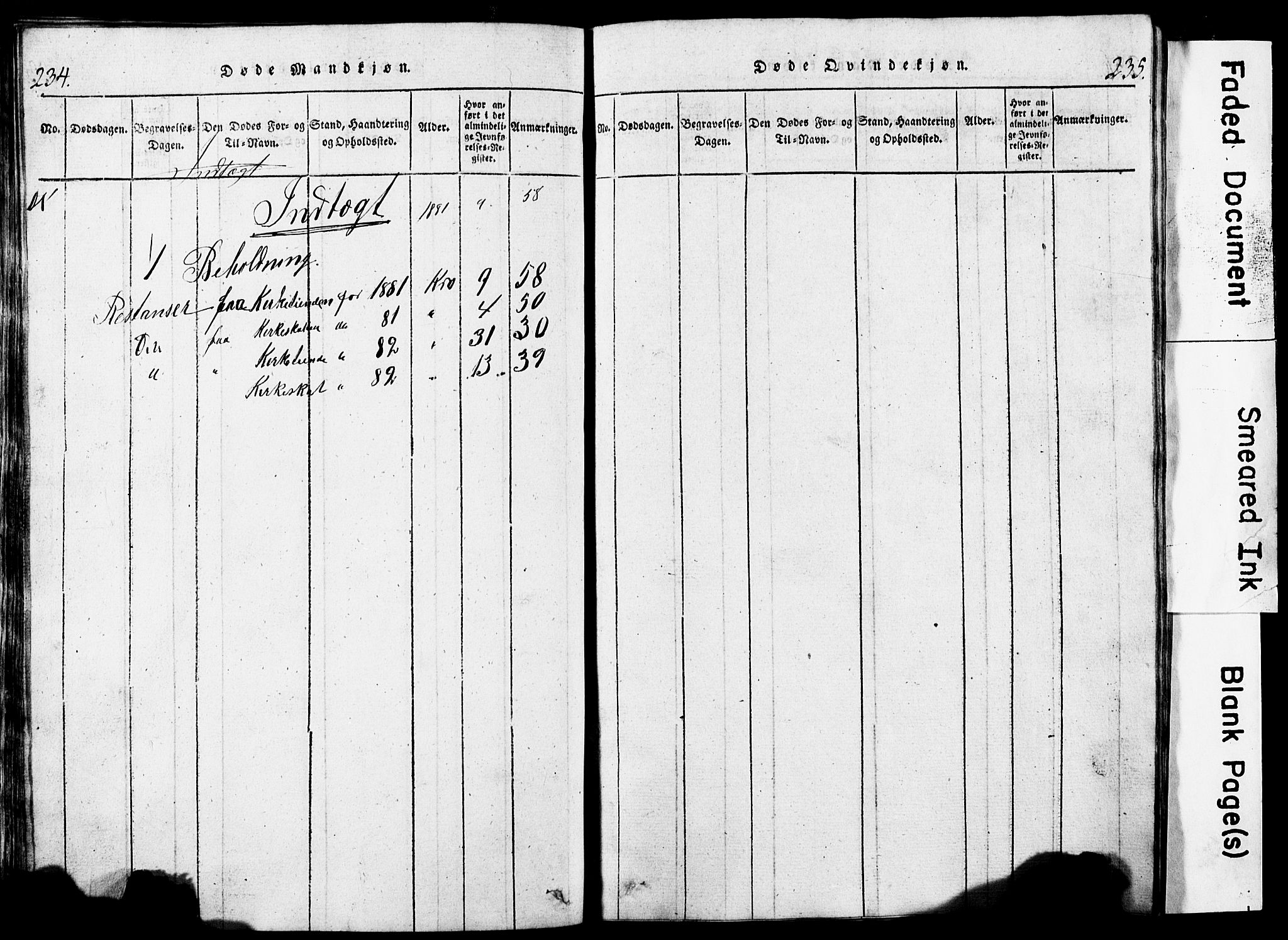 Torvastad sokneprestkontor, AV/SAST-A -101857/H/Ha/Hab/L0002: Parish register (copy) no. B 2, 1817-1834, p. 234-235