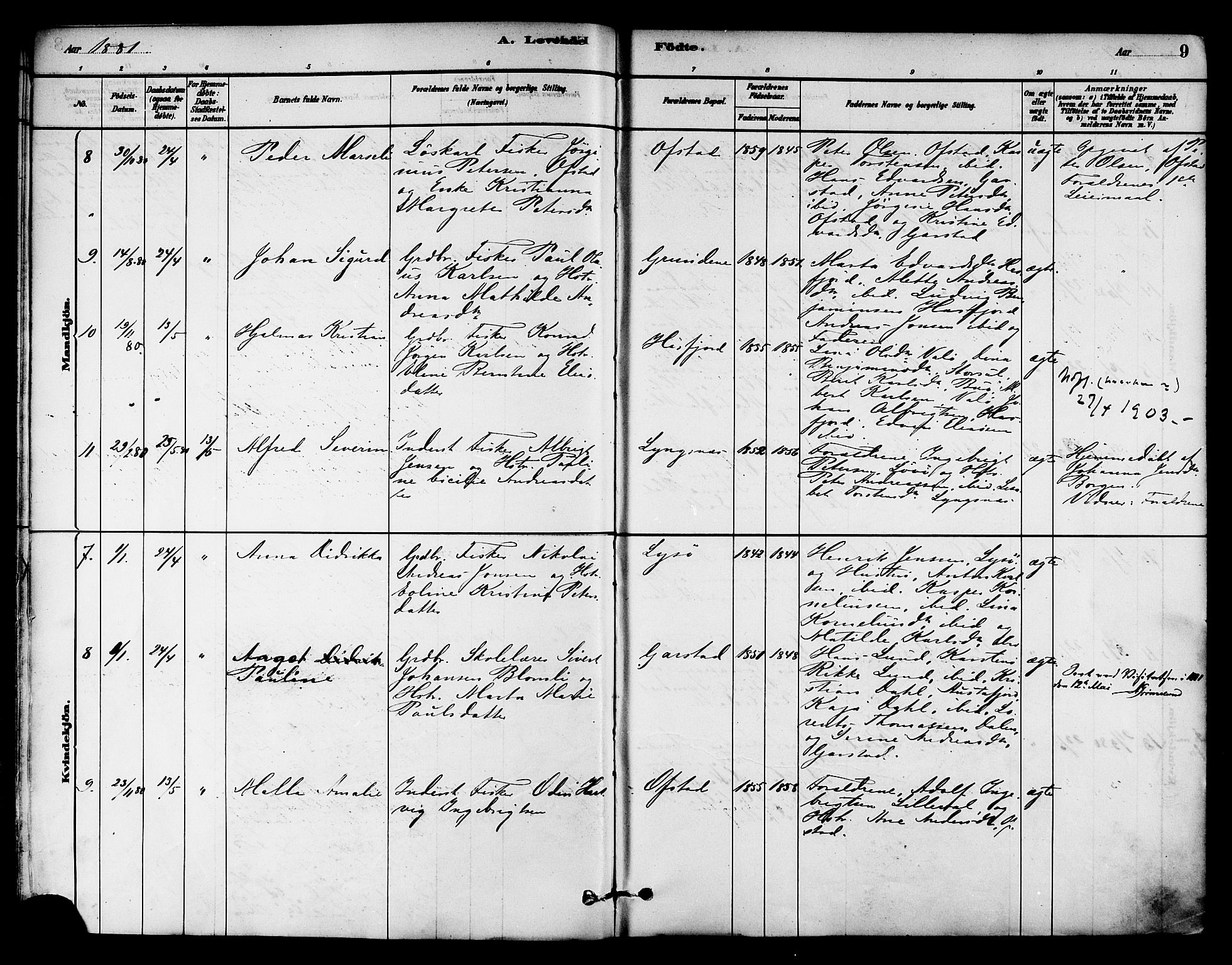 Ministerialprotokoller, klokkerbøker og fødselsregistre - Nord-Trøndelag, AV/SAT-A-1458/786/L0686: Parish register (official) no. 786A02, 1880-1887, p. 9