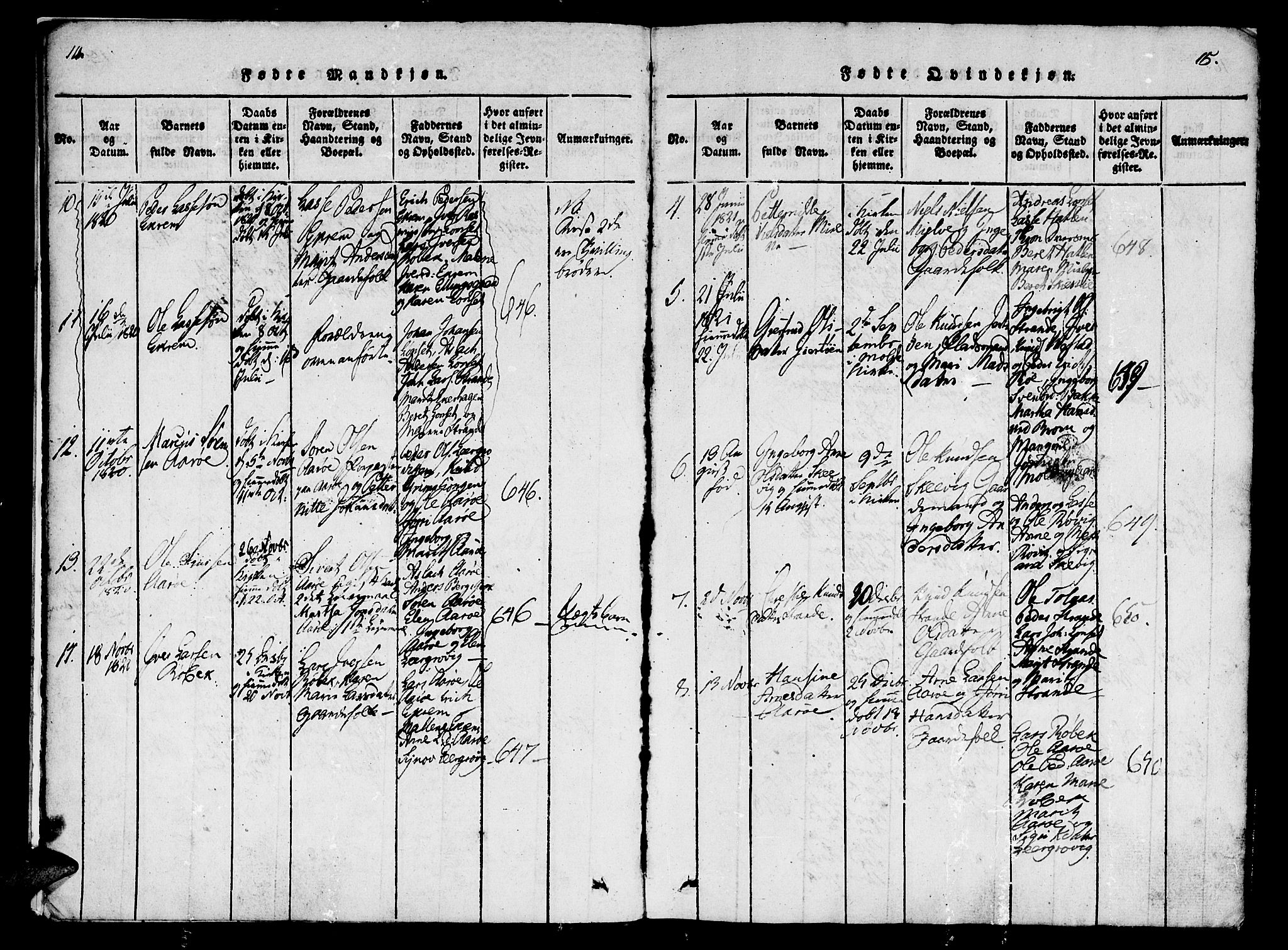 Ministerialprotokoller, klokkerbøker og fødselsregistre - Møre og Romsdal, SAT/A-1454/555/L0652: Parish register (official) no. 555A03, 1817-1843, p. 14-15
