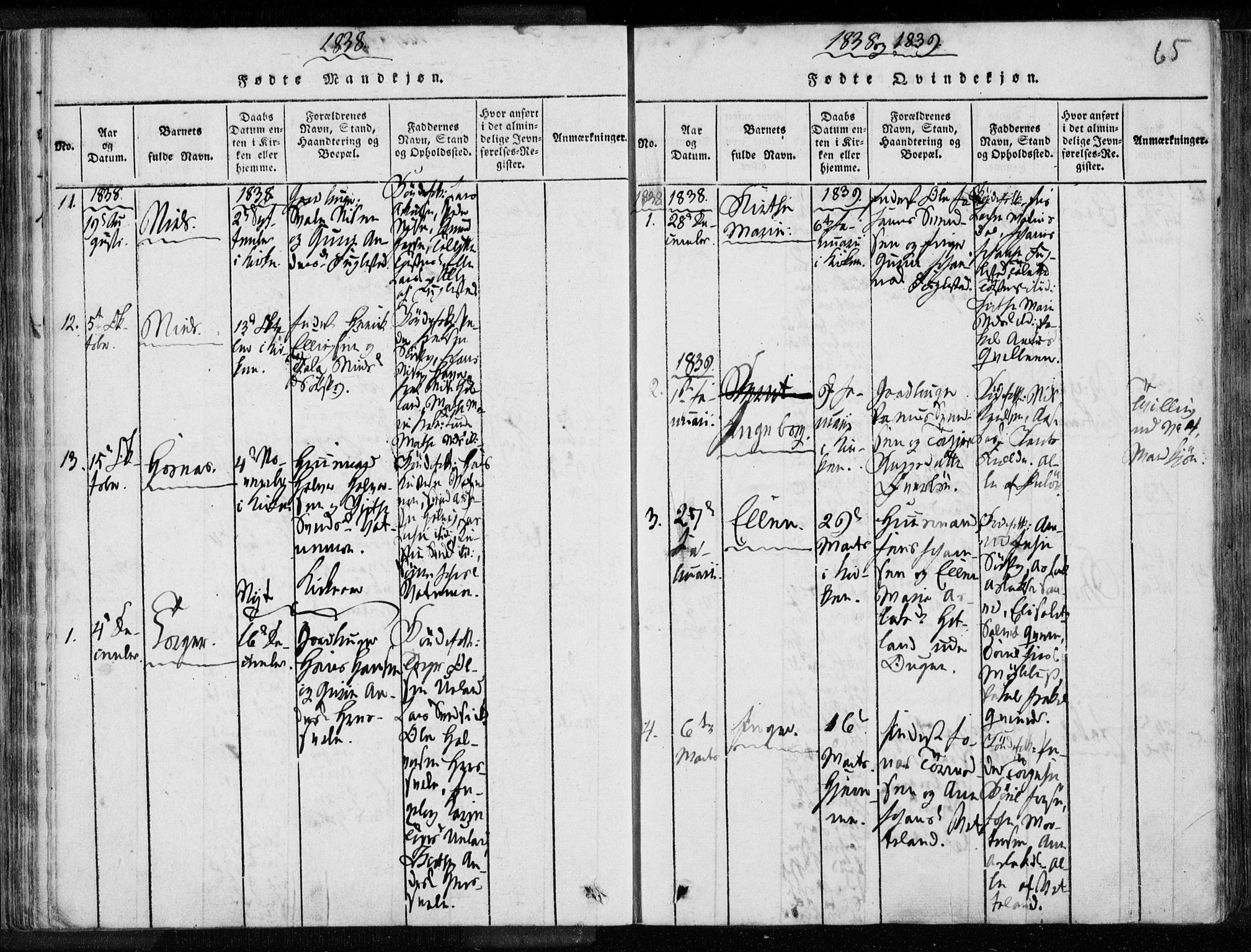 Eigersund sokneprestkontor, AV/SAST-A-101807/S08/L0008: Parish register (official) no. A 8, 1816-1847, p. 65