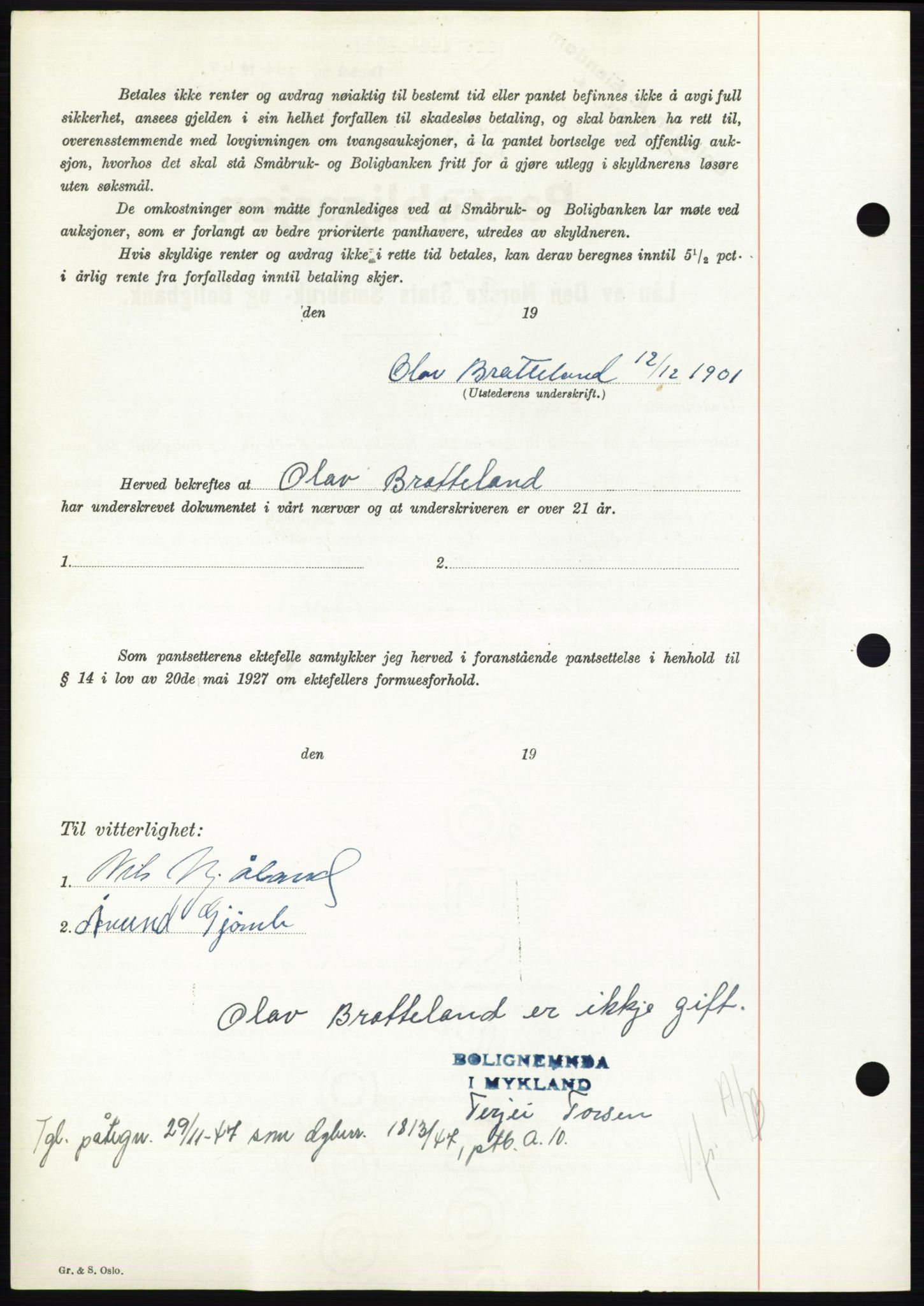 Nedenes sorenskriveri, AV/SAK-1221-0006/G/Gb/Gbb/L0004: Mortgage book no. B4, 1947-1947, Diary no: : 864/1947