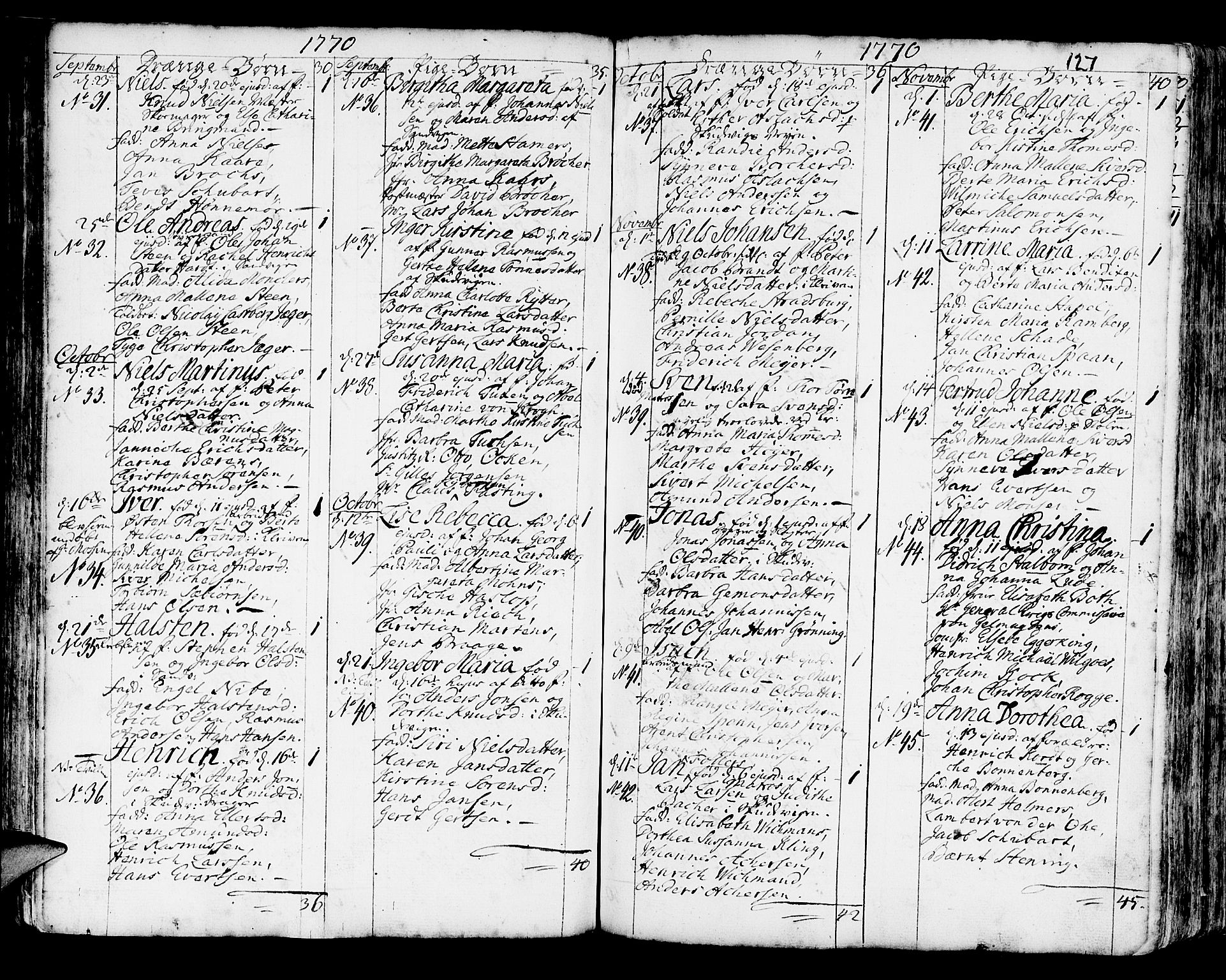 Korskirken sokneprestembete, AV/SAB-A-76101/H/Haa/L0005: Parish register (official) no. A 5, 1751-1789, p. 127