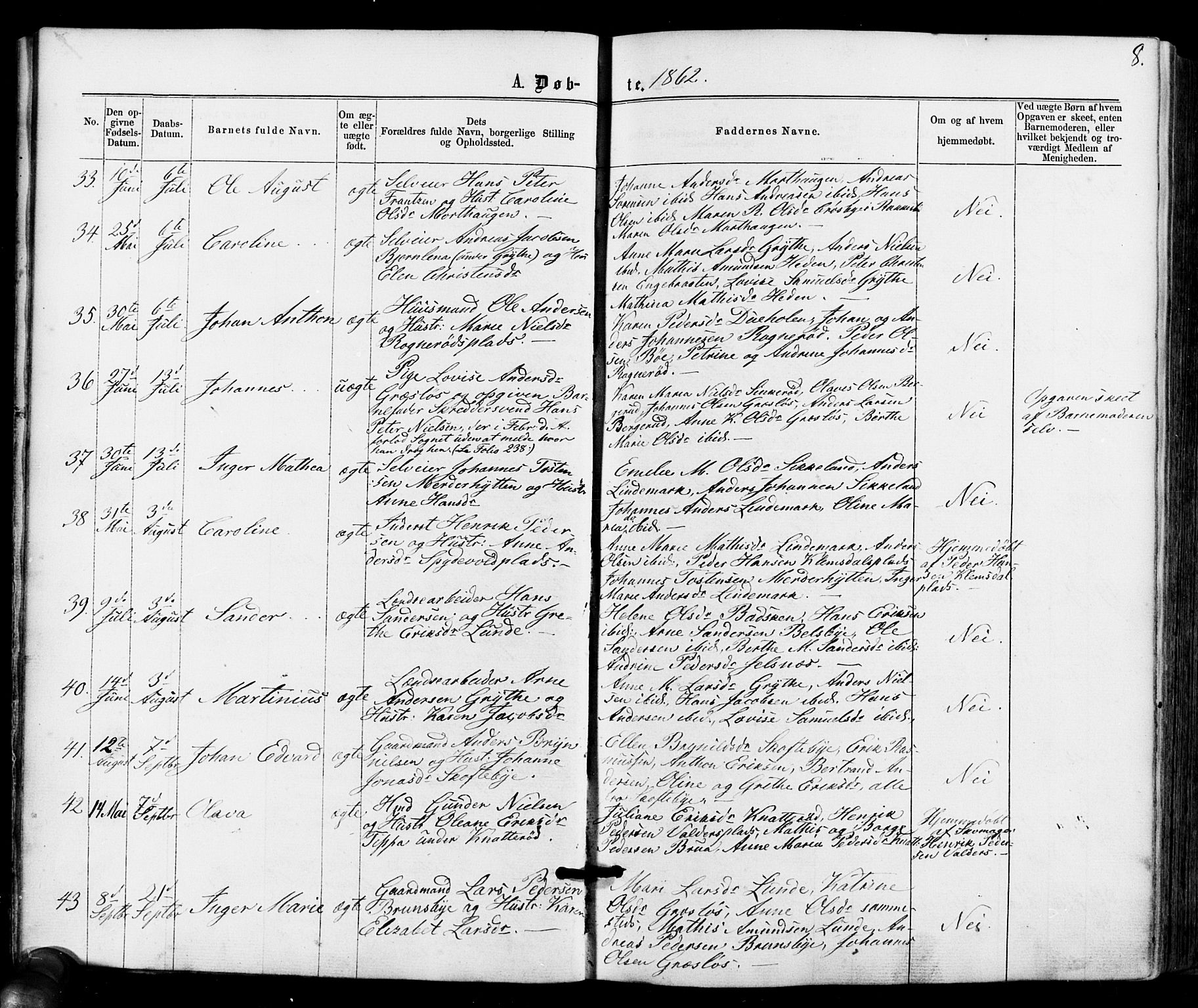 Varteig prestekontor Kirkebøker, SAO/A-10447a/F/Fa/L0001: Parish register (official) no. 1, 1861-1877, p. 8
