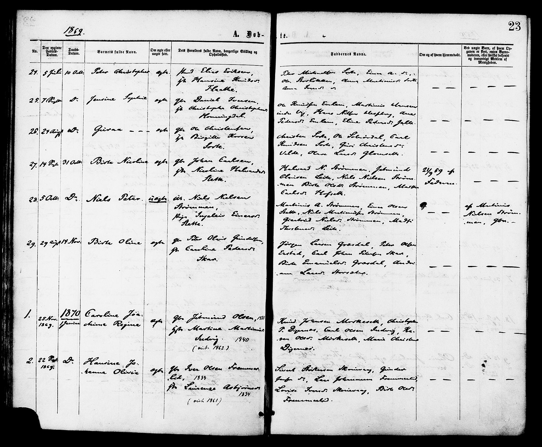 Ministerialprotokoller, klokkerbøker og fødselsregistre - Møre og Romsdal, AV/SAT-A-1454/524/L0355: Parish register (official) no. 524A07, 1864-1879, p. 23