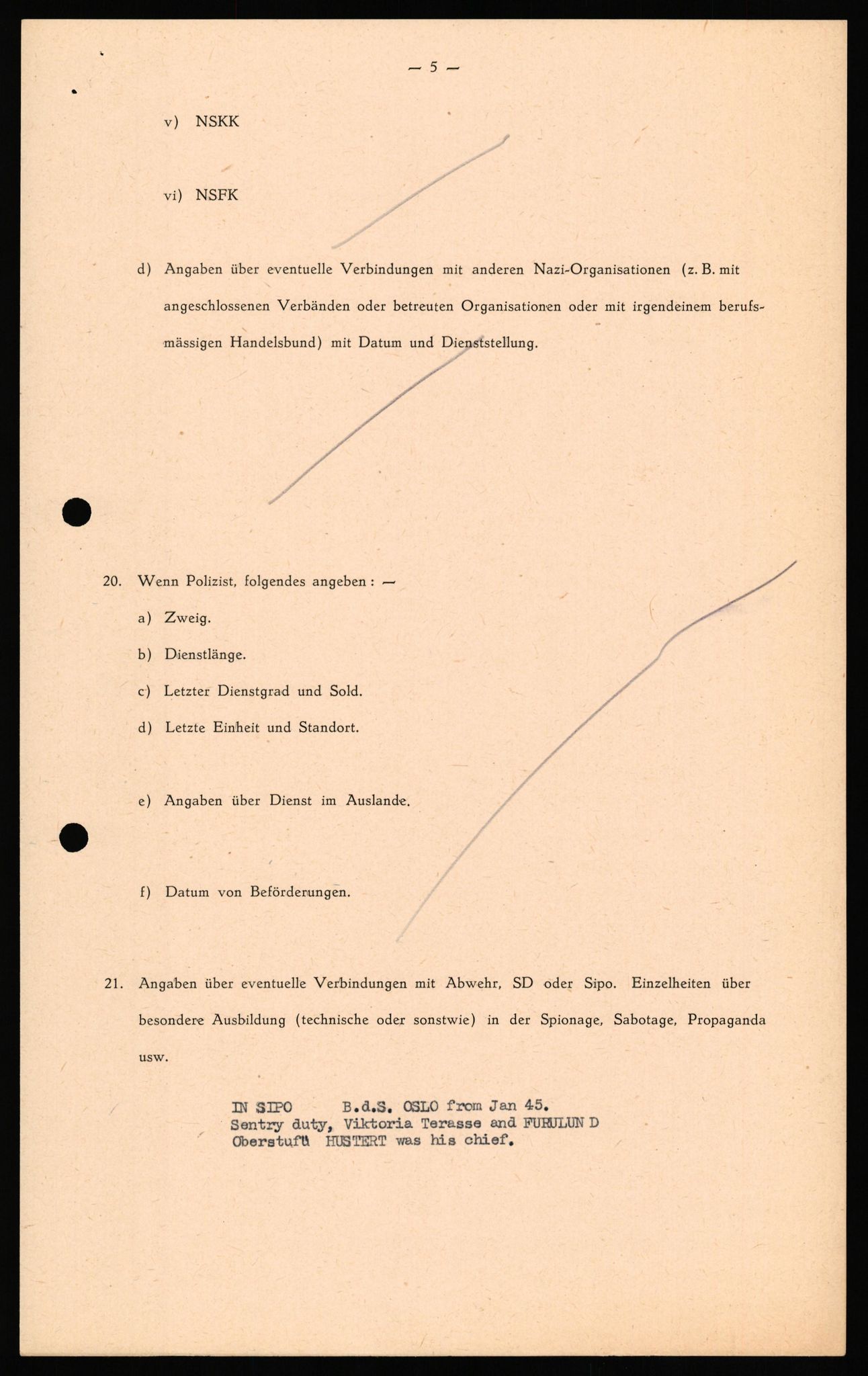 Forsvaret, Forsvarets overkommando II, AV/RA-RAFA-3915/D/Db/L0035: CI Questionaires. Tyske okkupasjonsstyrker i Norge. Tyskere., 1945-1946, p. 16