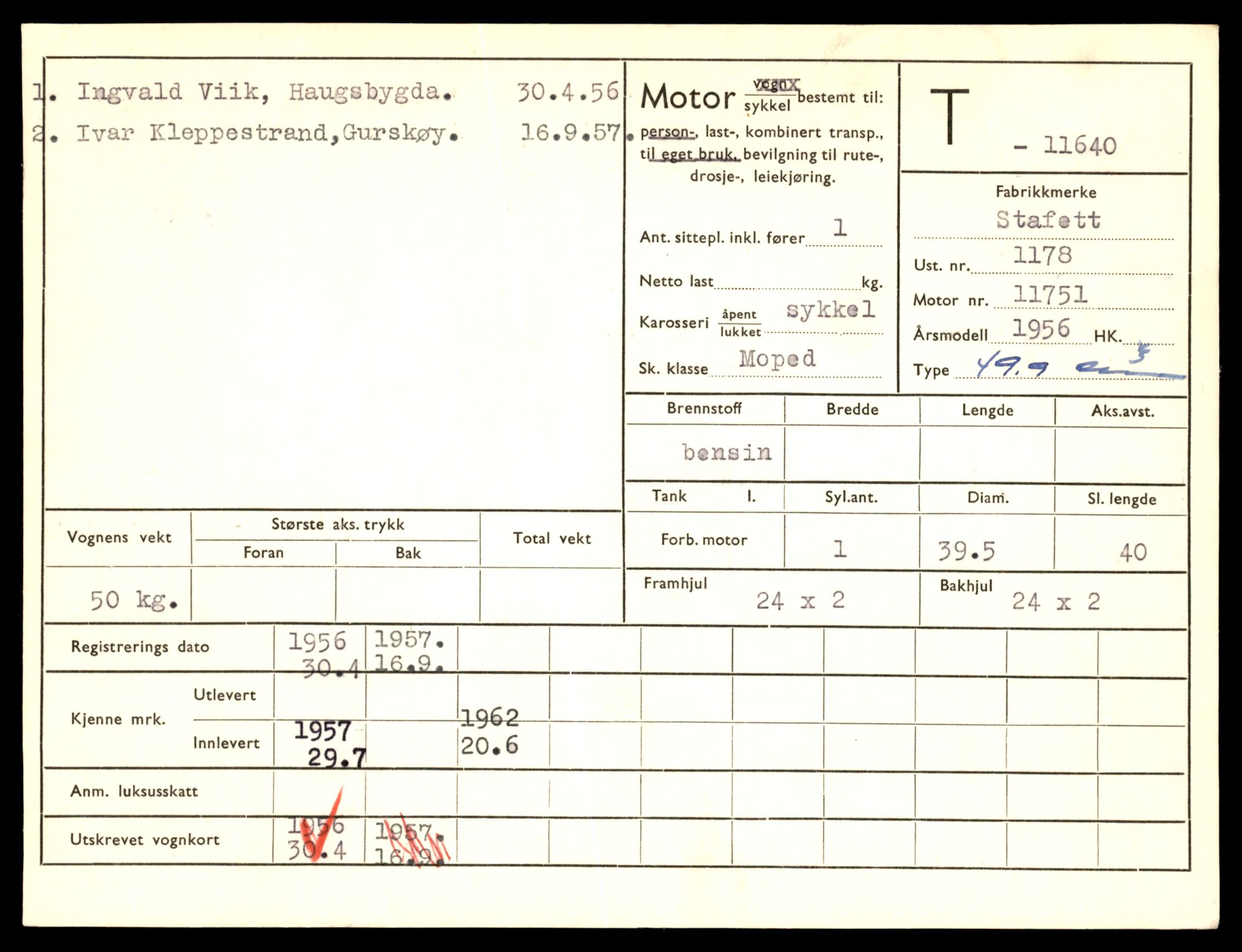 Møre og Romsdal vegkontor - Ålesund trafikkstasjon, AV/SAT-A-4099/F/Fe/L0030: Registreringskort for kjøretøy T 11620 - T 11799, 1927-1998, p. 237