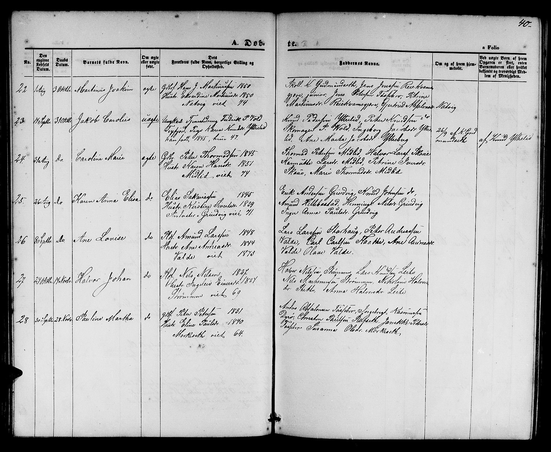 Ministerialprotokoller, klokkerbøker og fødselsregistre - Møre og Romsdal, AV/SAT-A-1454/524/L0364: Parish register (copy) no. 524C05, 1865-1879, p. 40