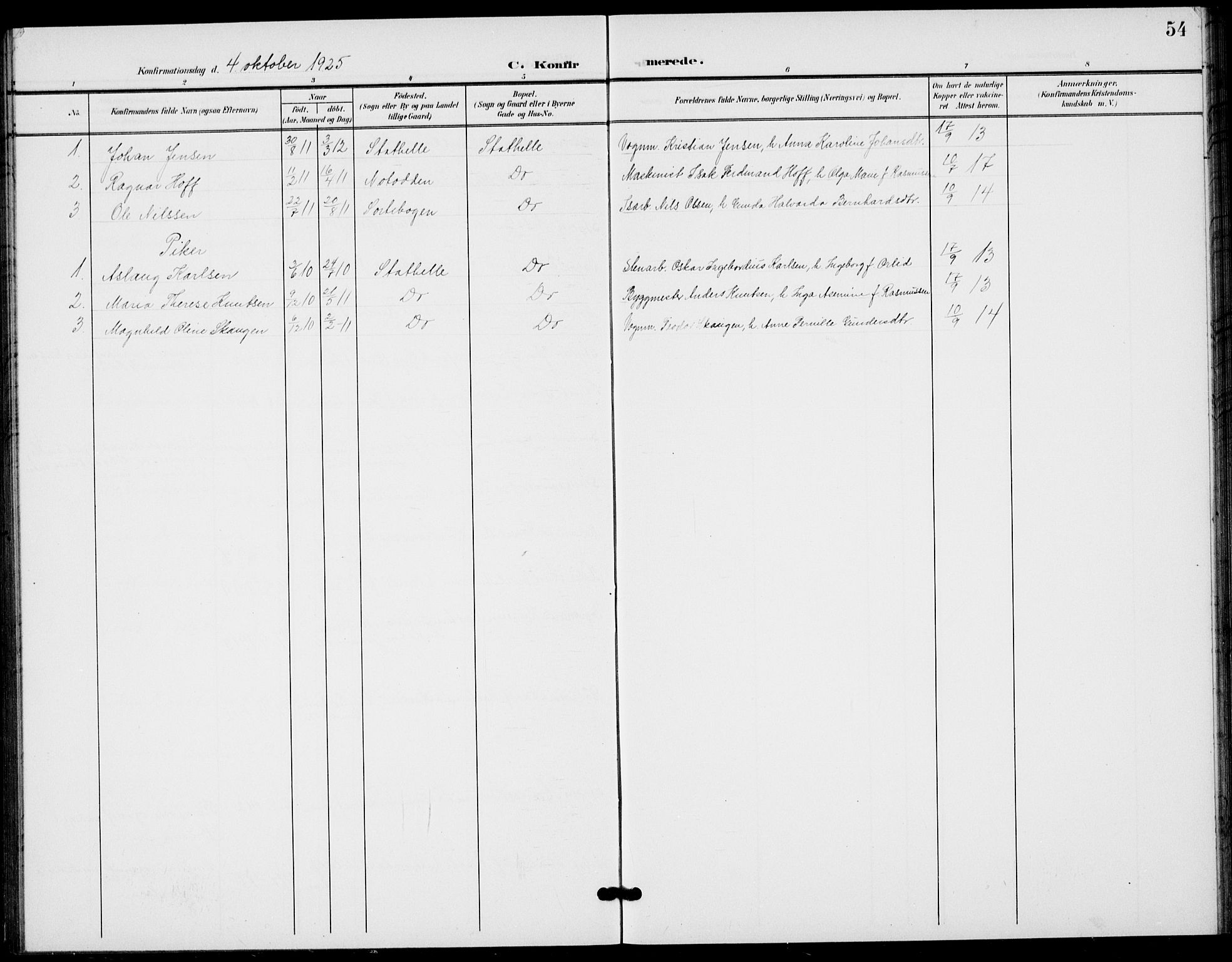 Bamble kirkebøker, SAKO/A-253/G/Gb/L0002: Parish register (copy) no. II 2, 1900-1925, p. 54