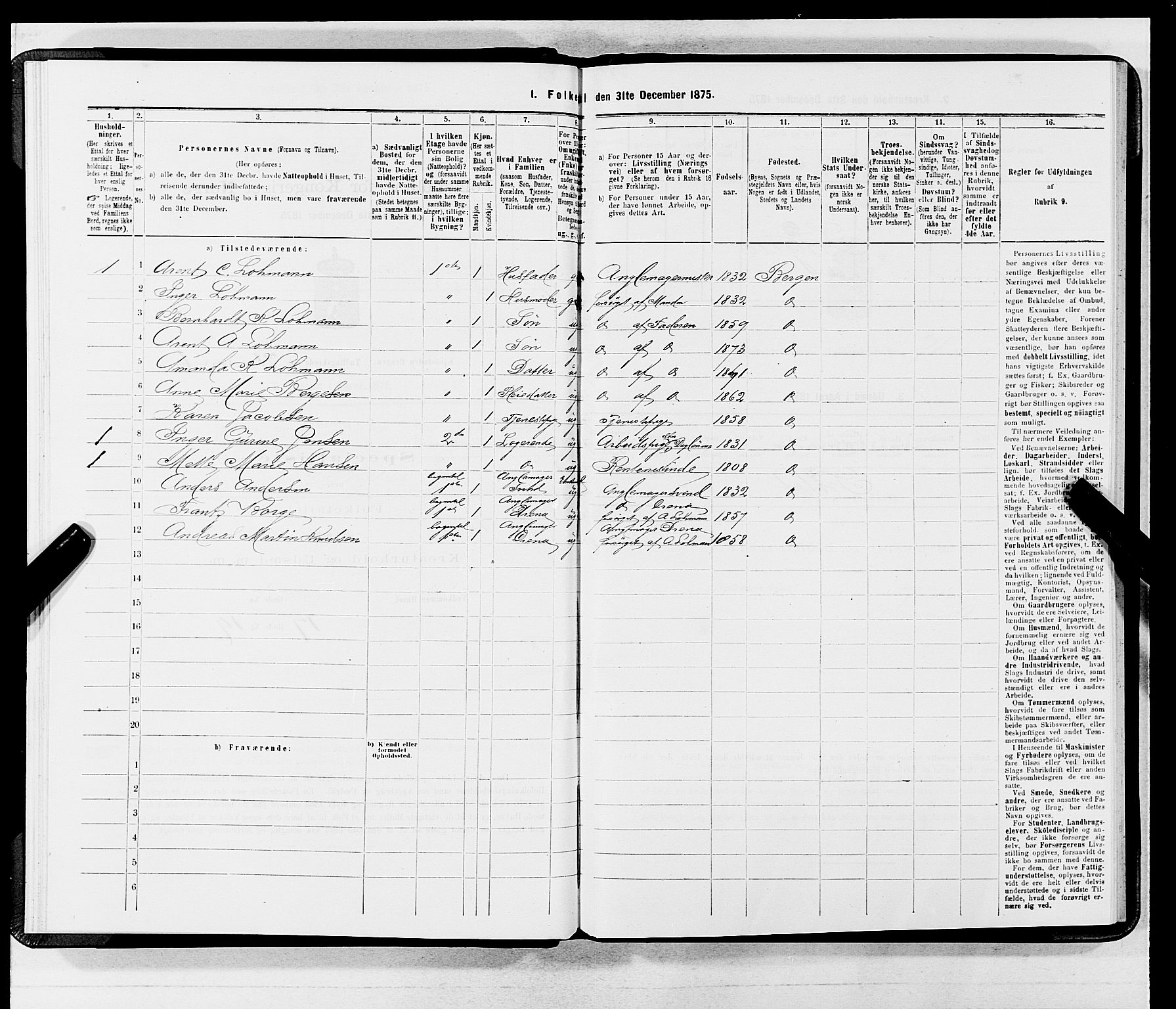 SAB, 1875 census for 1301 Bergen, 1875, p. 3777