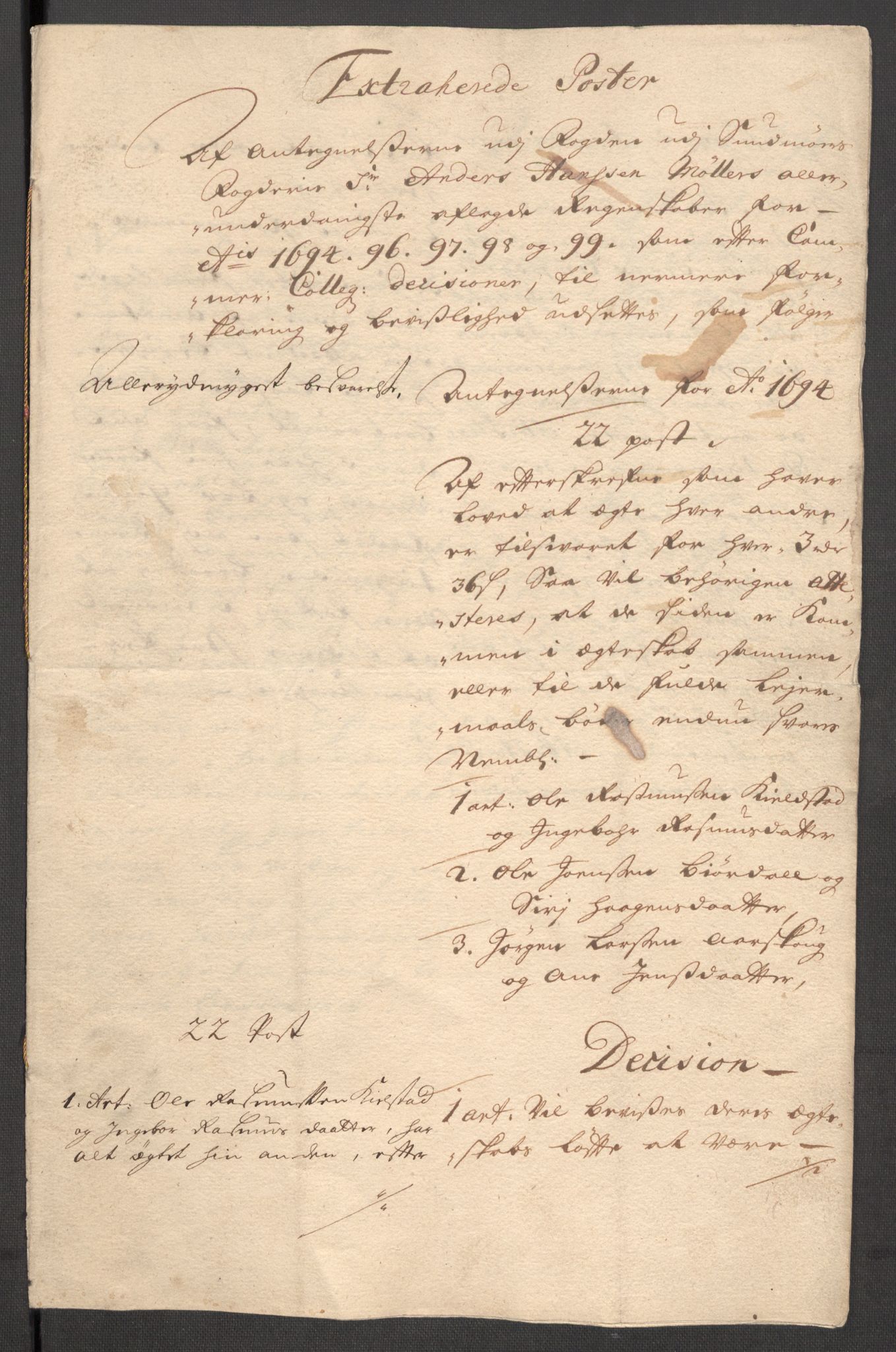 Rentekammeret inntil 1814, Reviderte regnskaper, Fogderegnskap, AV/RA-EA-4092/R54/L3557: Fogderegnskap Sunnmøre, 1699, p. 403