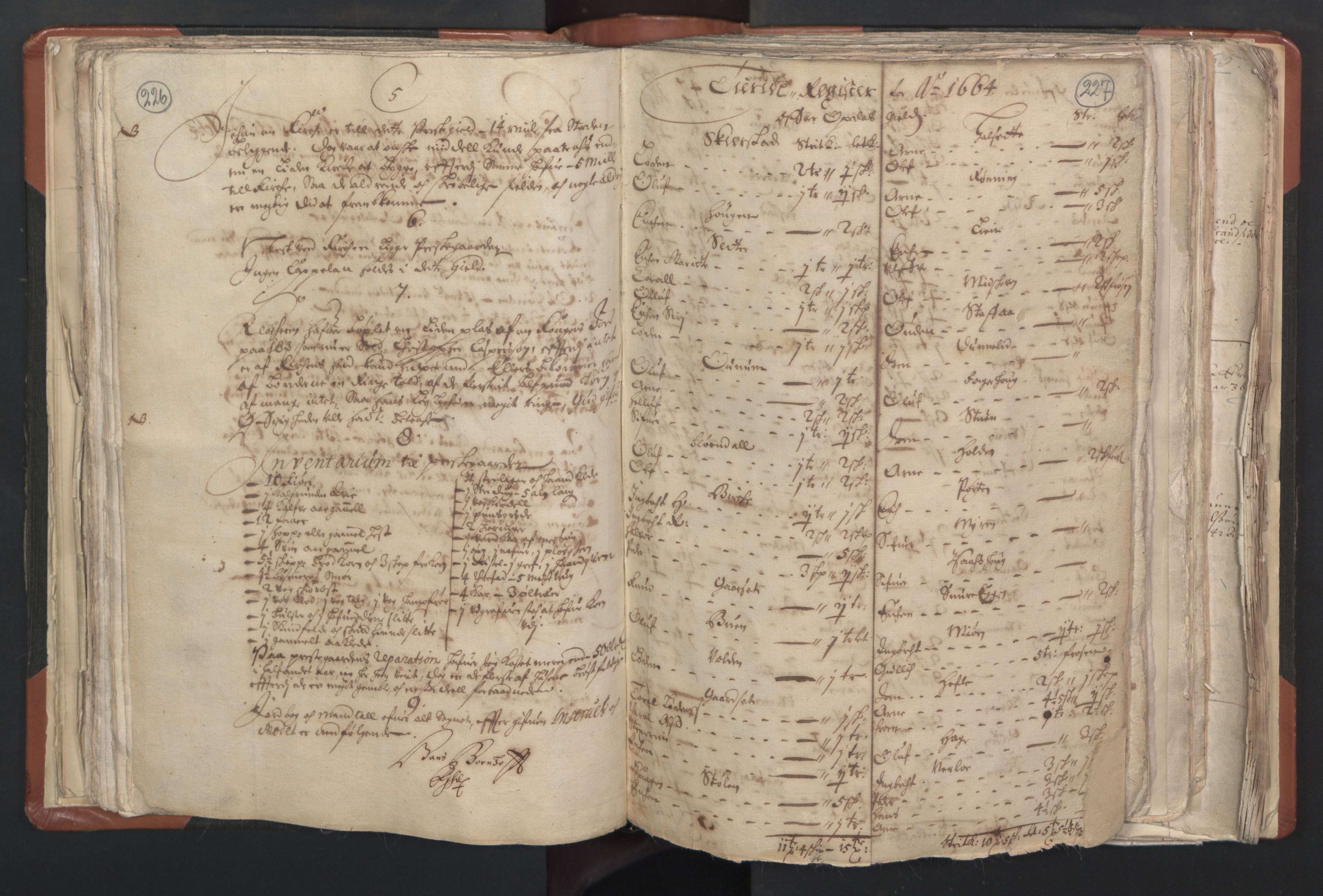 RA, Vicar's Census 1664-1666, no. 31: Dalane deanery, 1664-1666, p. 226-227