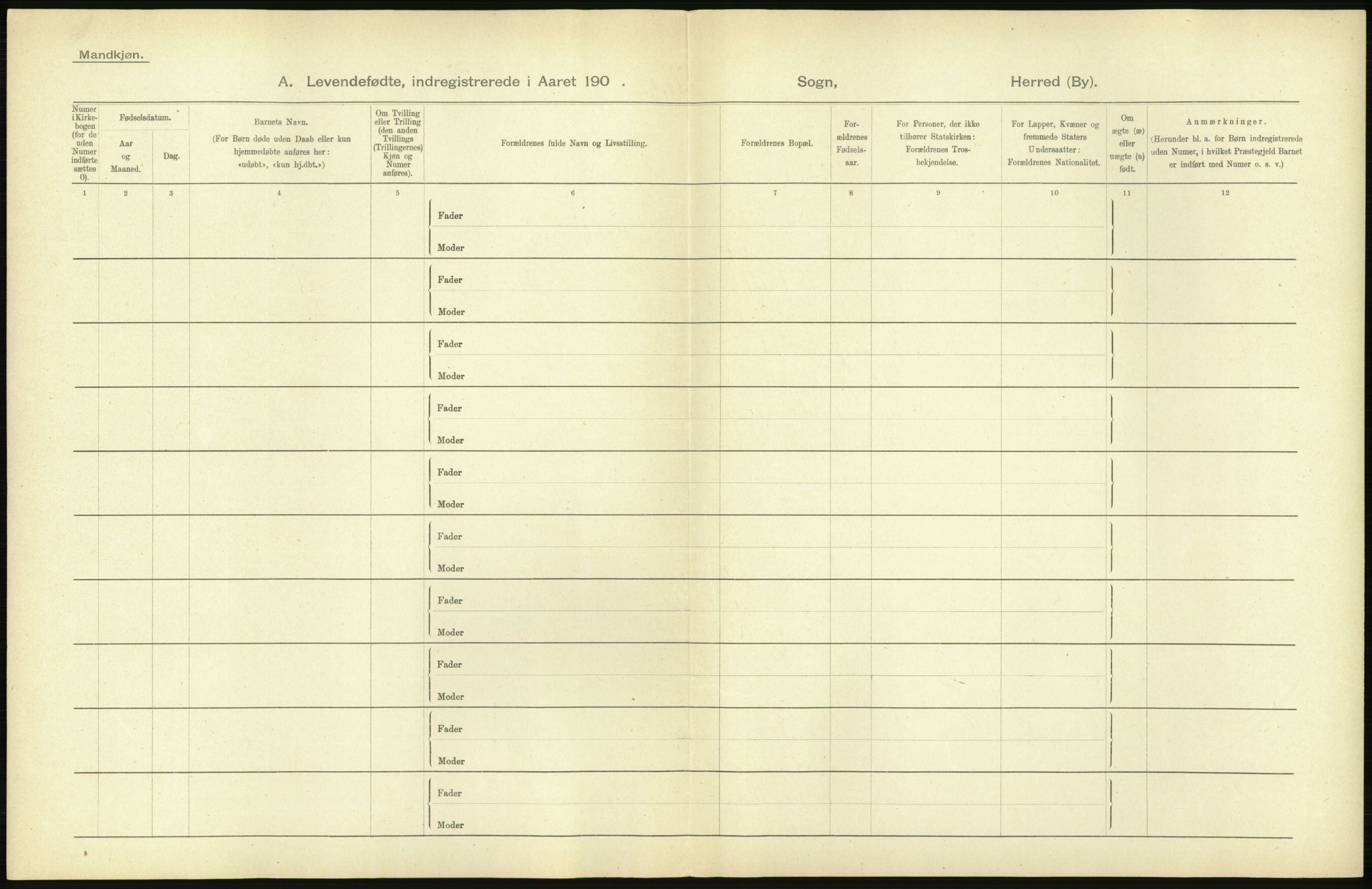 Statistisk sentralbyrå, Sosiodemografiske emner, Befolkning, AV/RA-S-2228/D/Df/Dfa/Dfaa/L0011: Lister og Mandal amt: Fødte, gifte, døde, 1903, p. 224