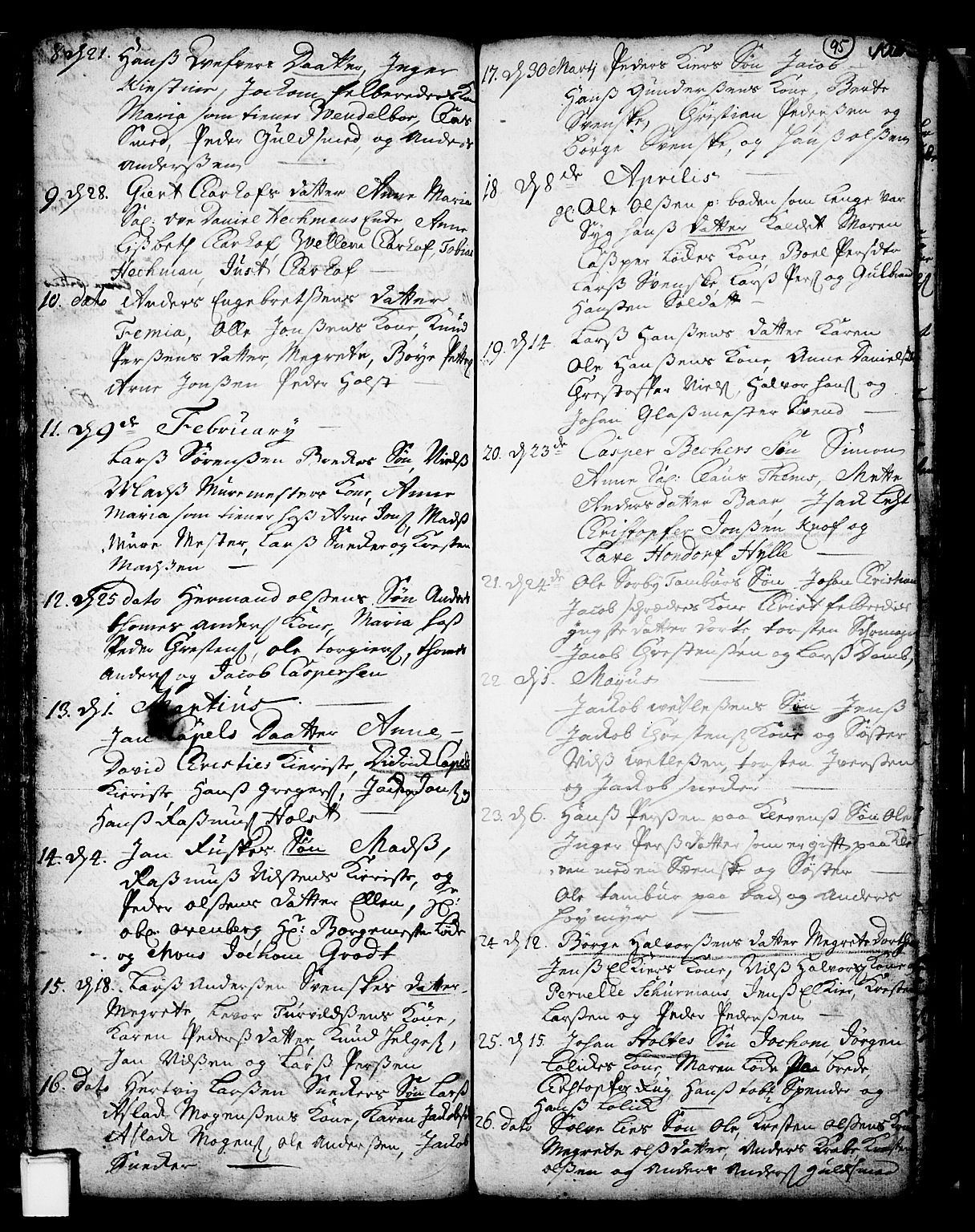 Skien kirkebøker, SAKO/A-302/F/Fa/L0002: Parish register (official) no. 2, 1716-1757, p. 95