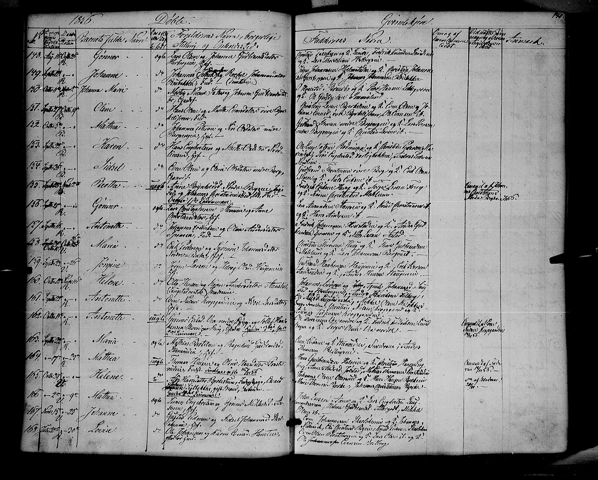 Ringsaker prestekontor, AV/SAH-PREST-014/K/Ka/L0009: Parish register (official) no. 9, 1850-1860, p. 140